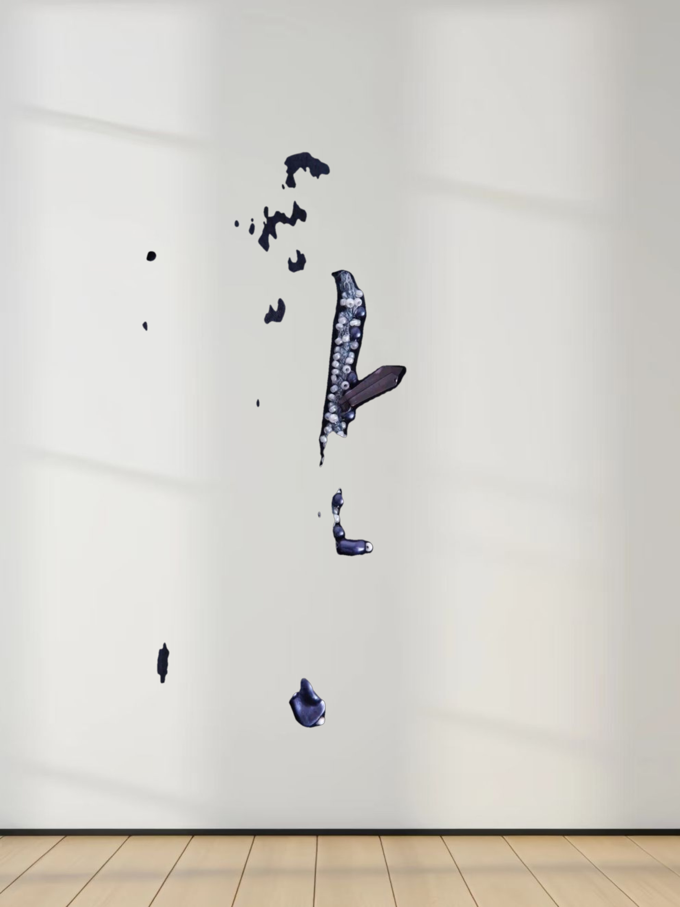 Beaded Trim Skirt-Navy