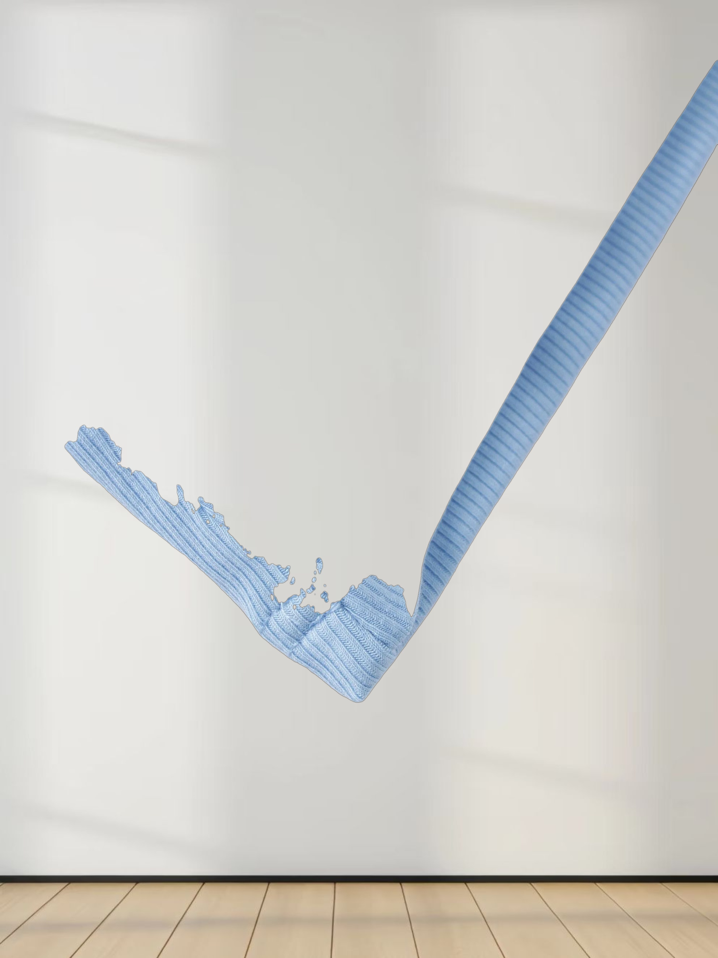 High V Ribbed Tee LS-Soft Blue