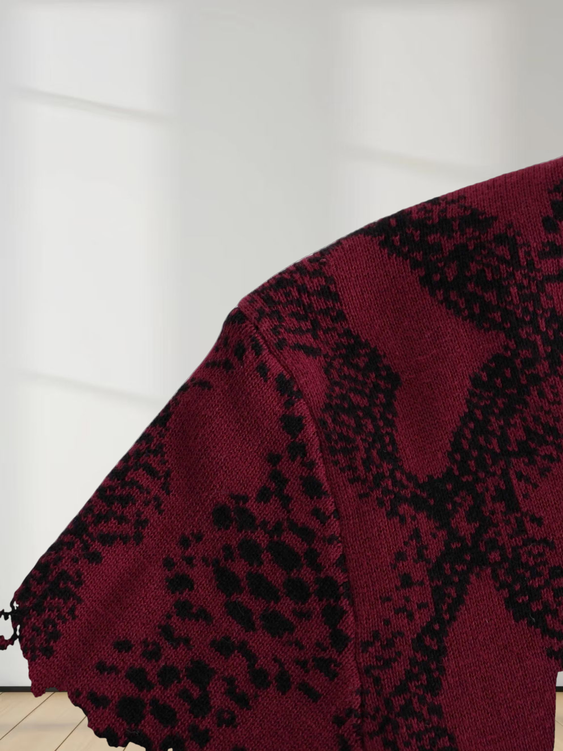 Reptile Print Sweater-Burgundy/Black