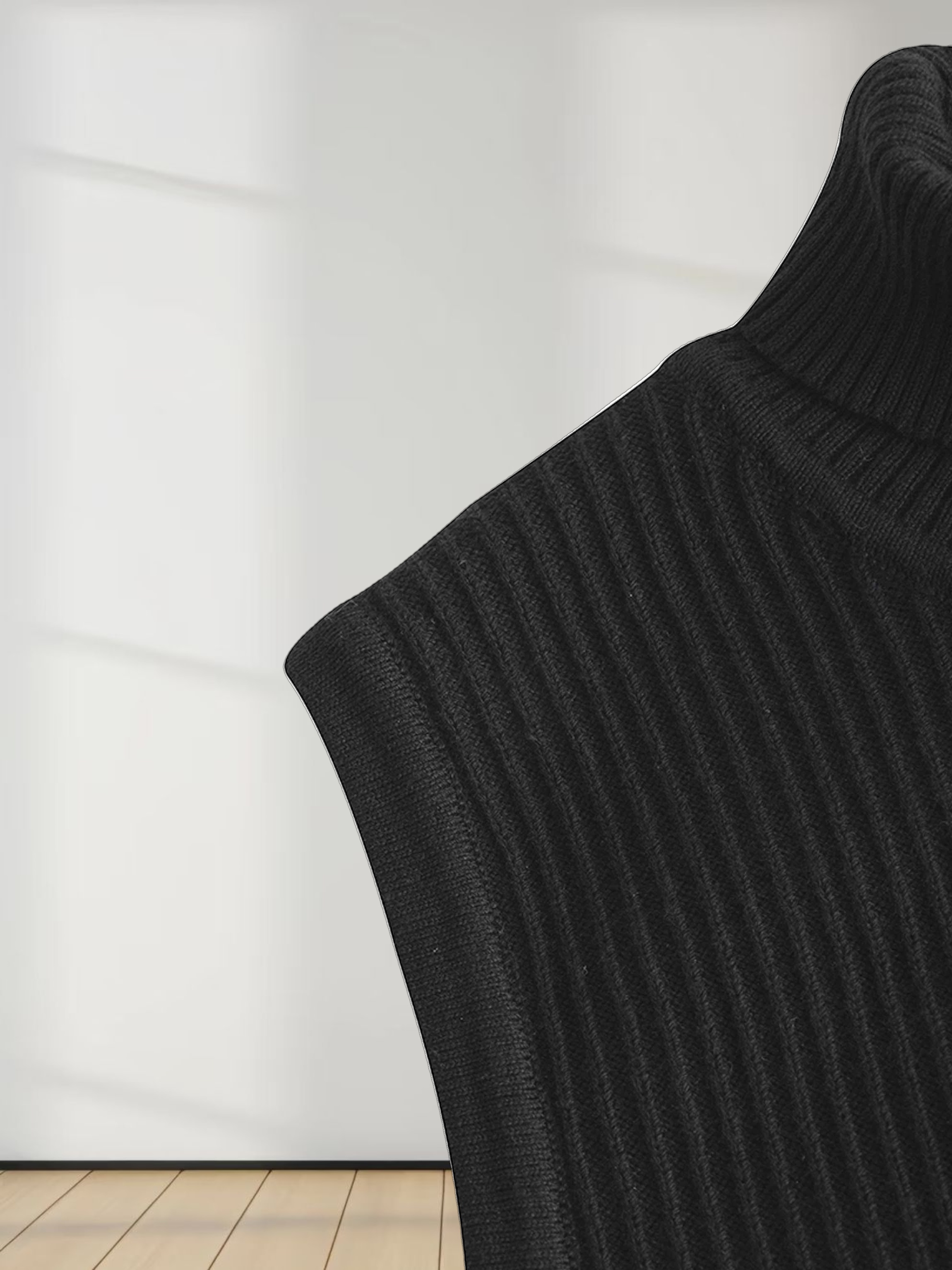 Sleeveless Ribbed Turtleneck-Black
