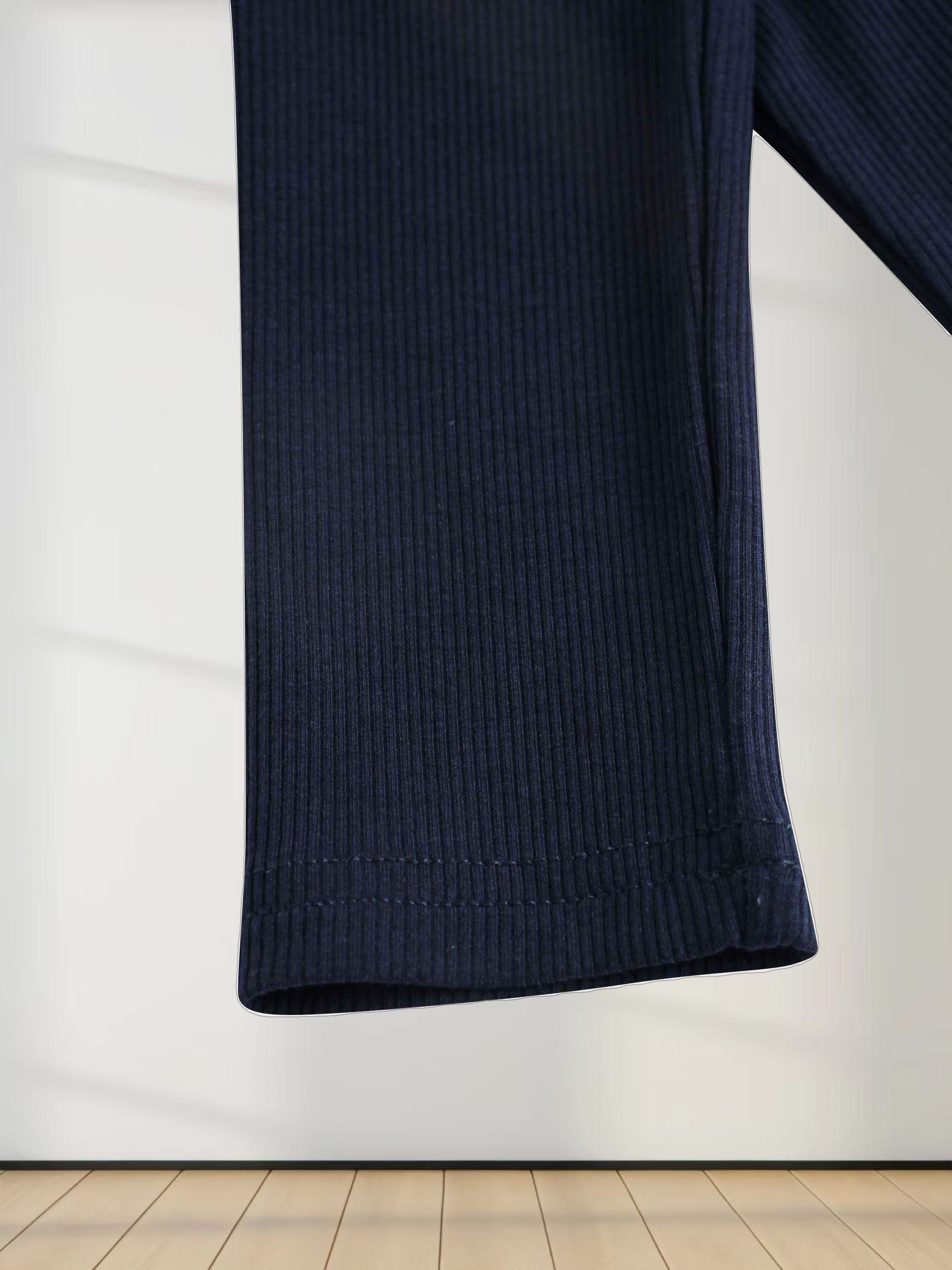 Soft Ribbed High V Tee-Navy