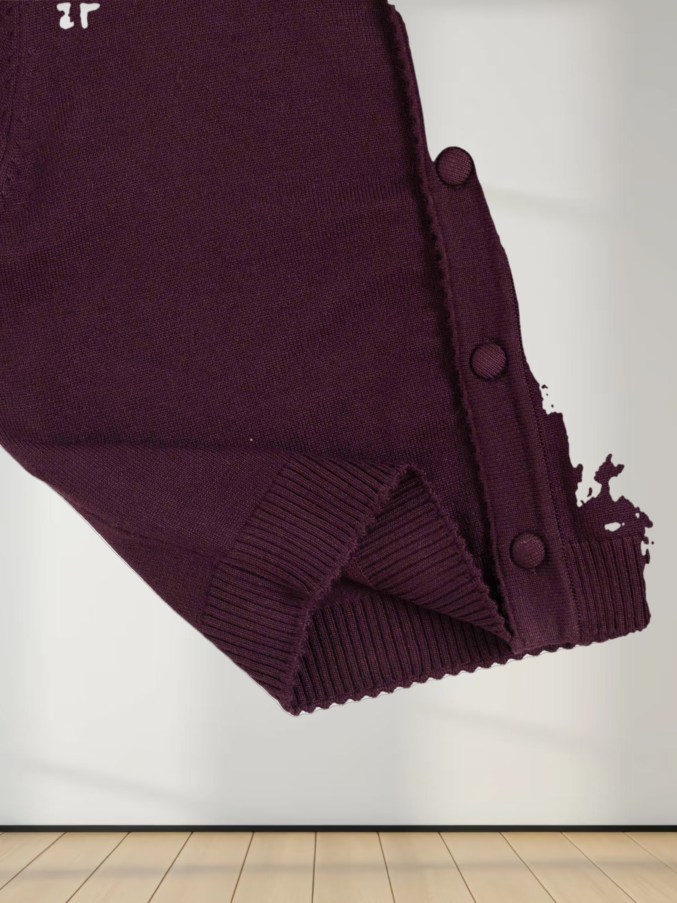 Trim Detail Crew Crop Cardigan-Burgundy