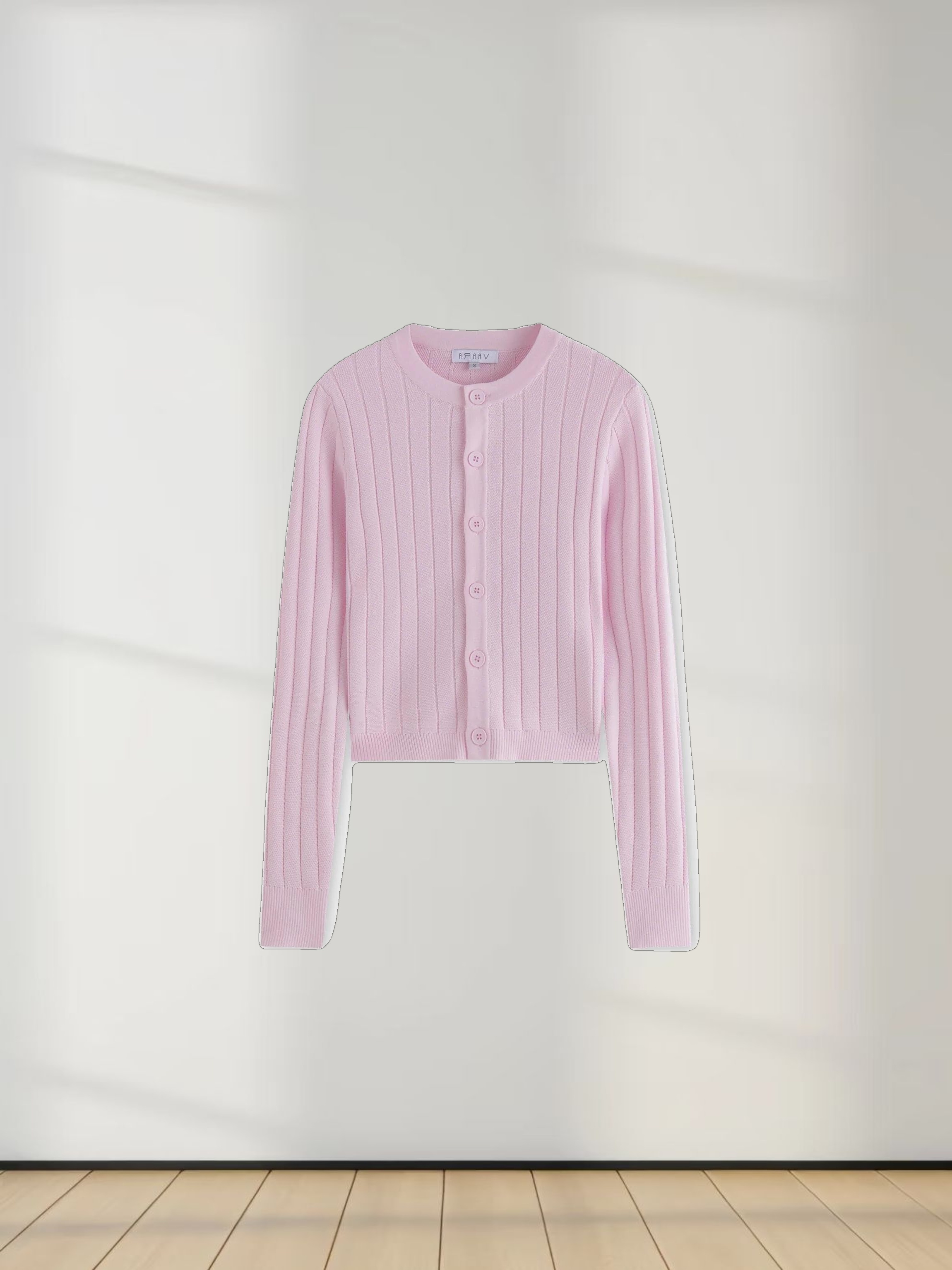 Silky Knit Cropped Cardigan-Light Pink