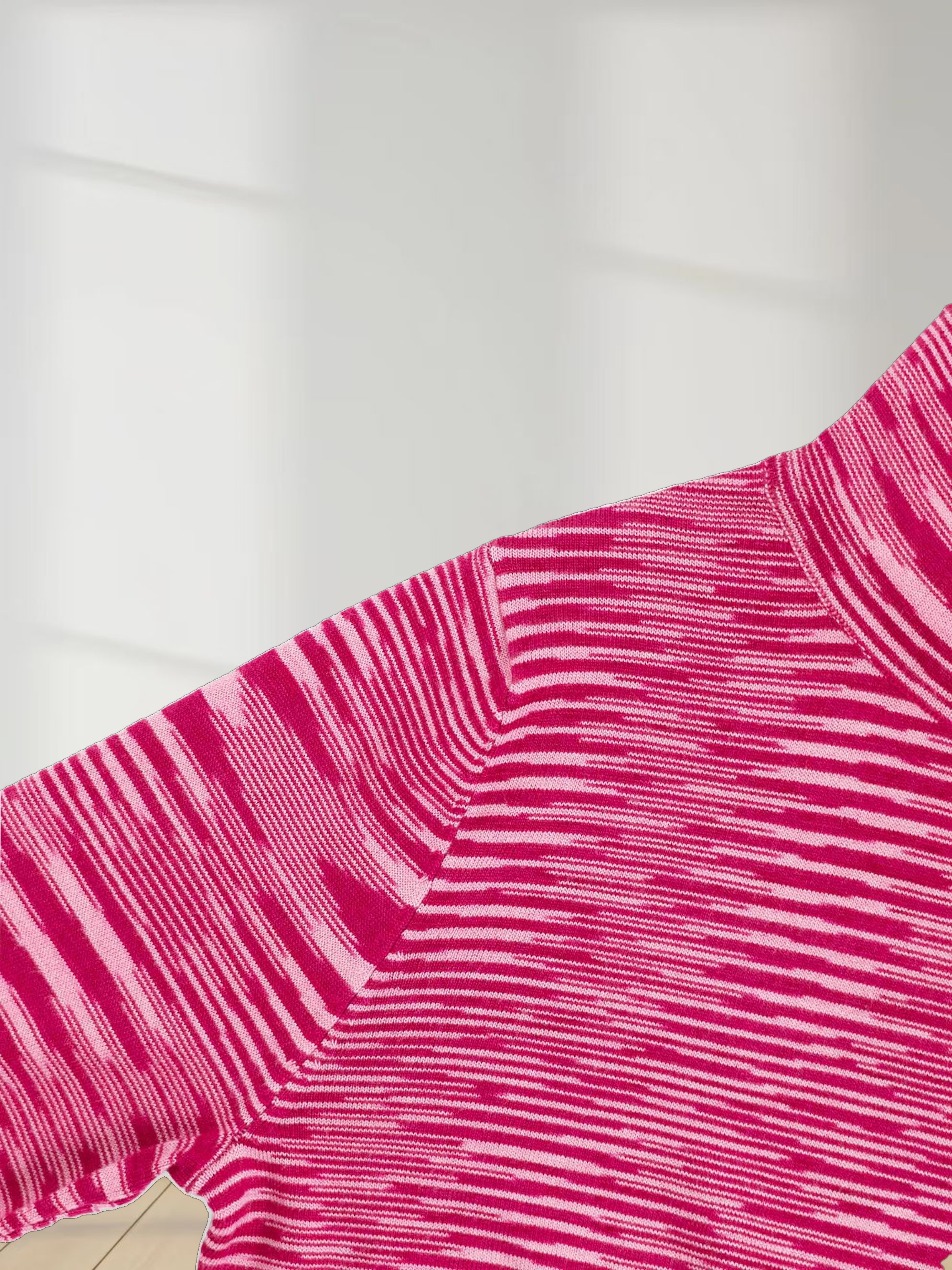 Abstract Stripe Knit Turtleneck-Berry Stripe