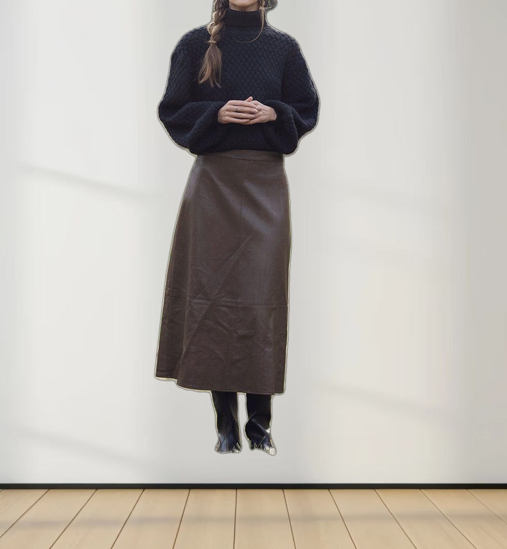 Basketweave Turtleneck Sweater-Black