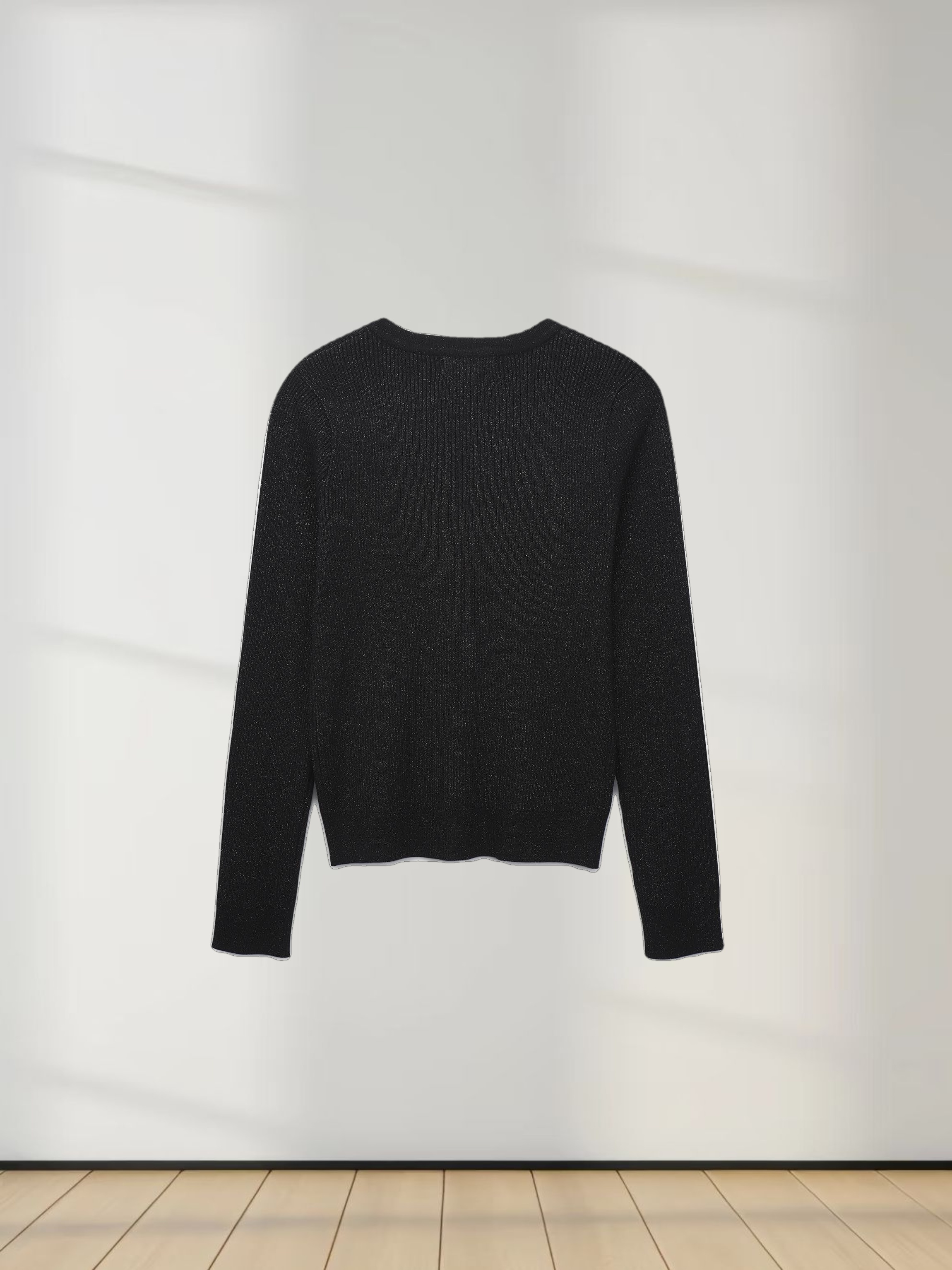 Lurex Ribbed Sweater-Black