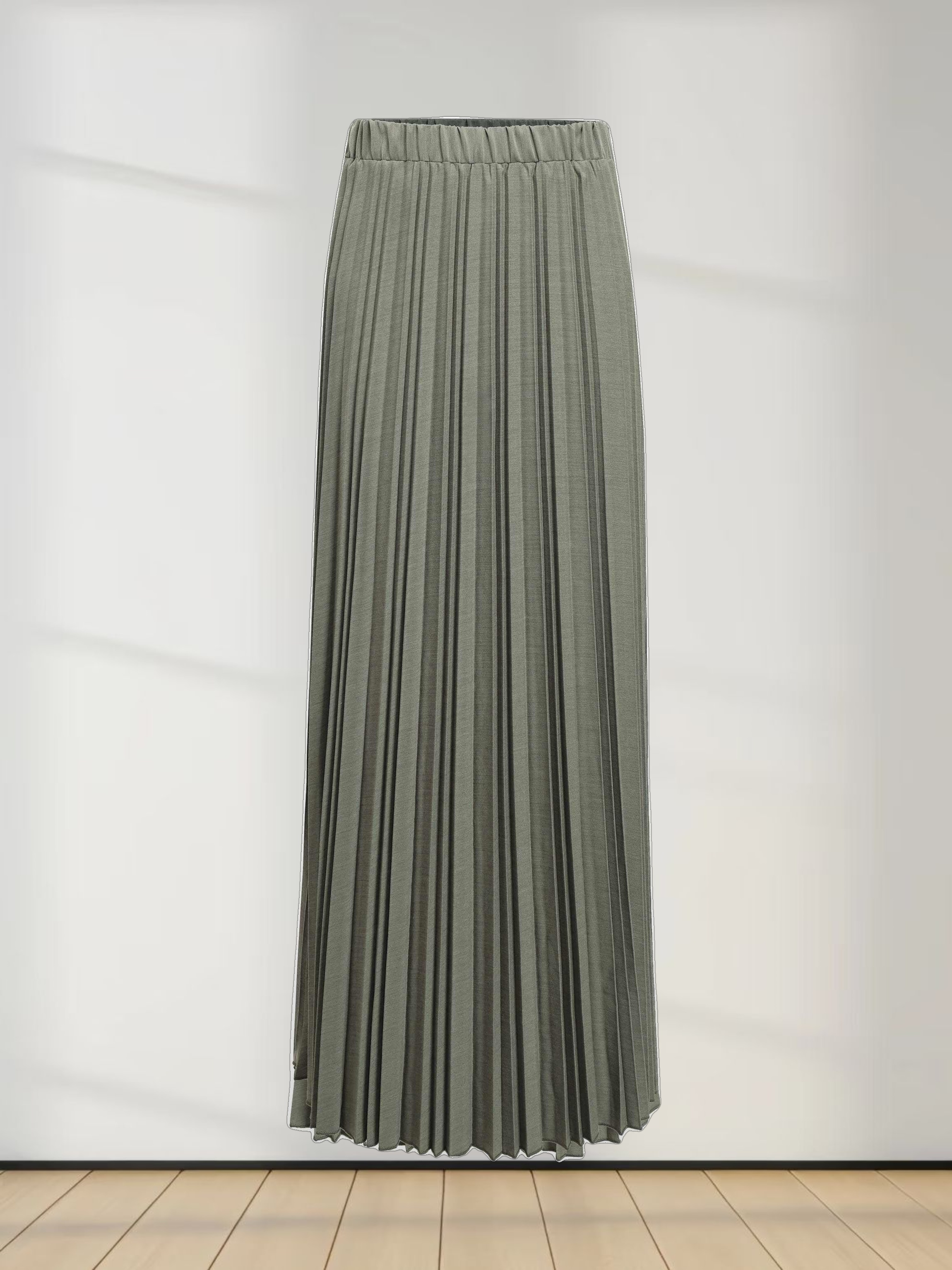 Mix Pleat Skirt-Olive Green