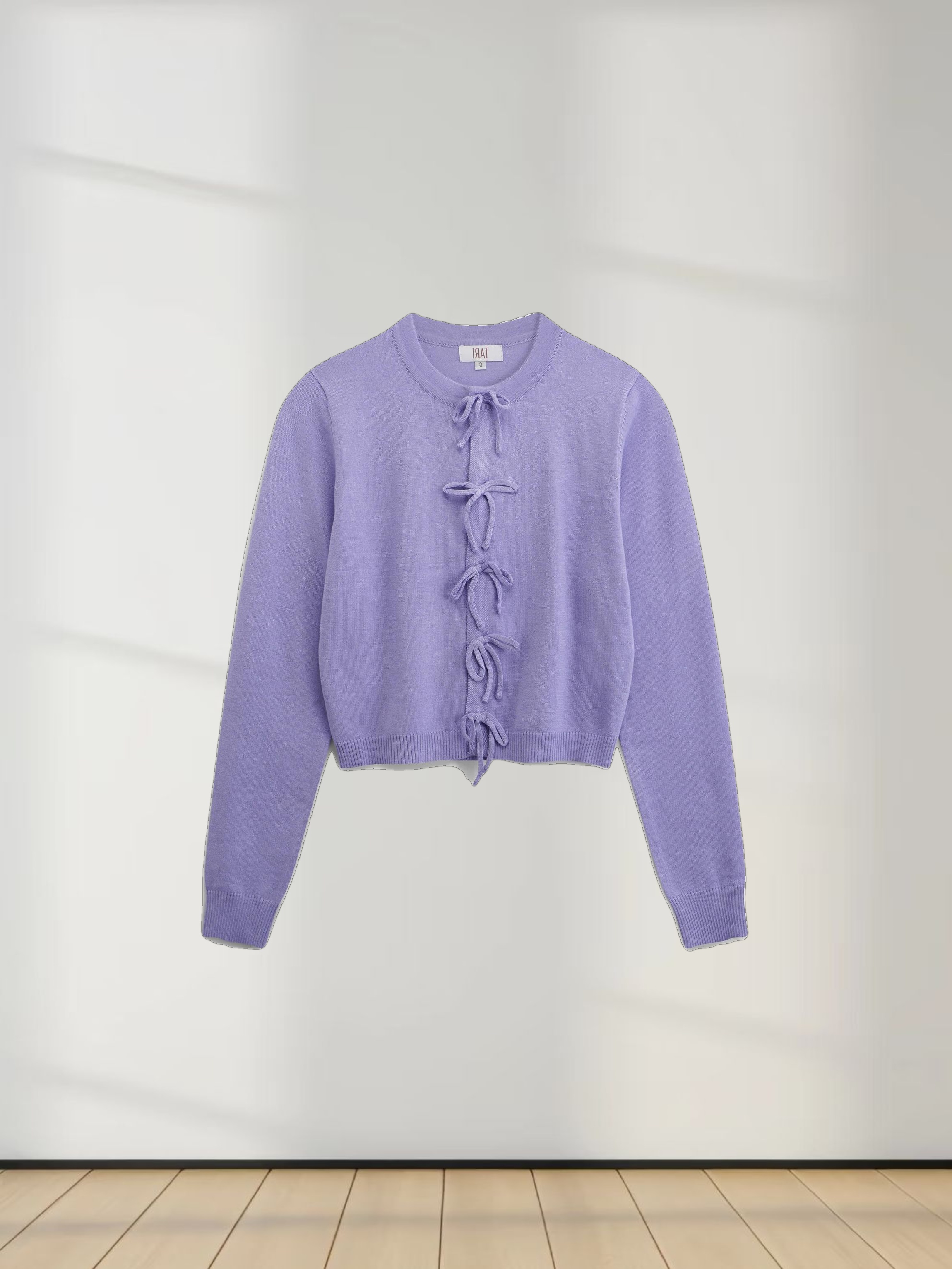 5 Bow Crop Cardigan-Lavender