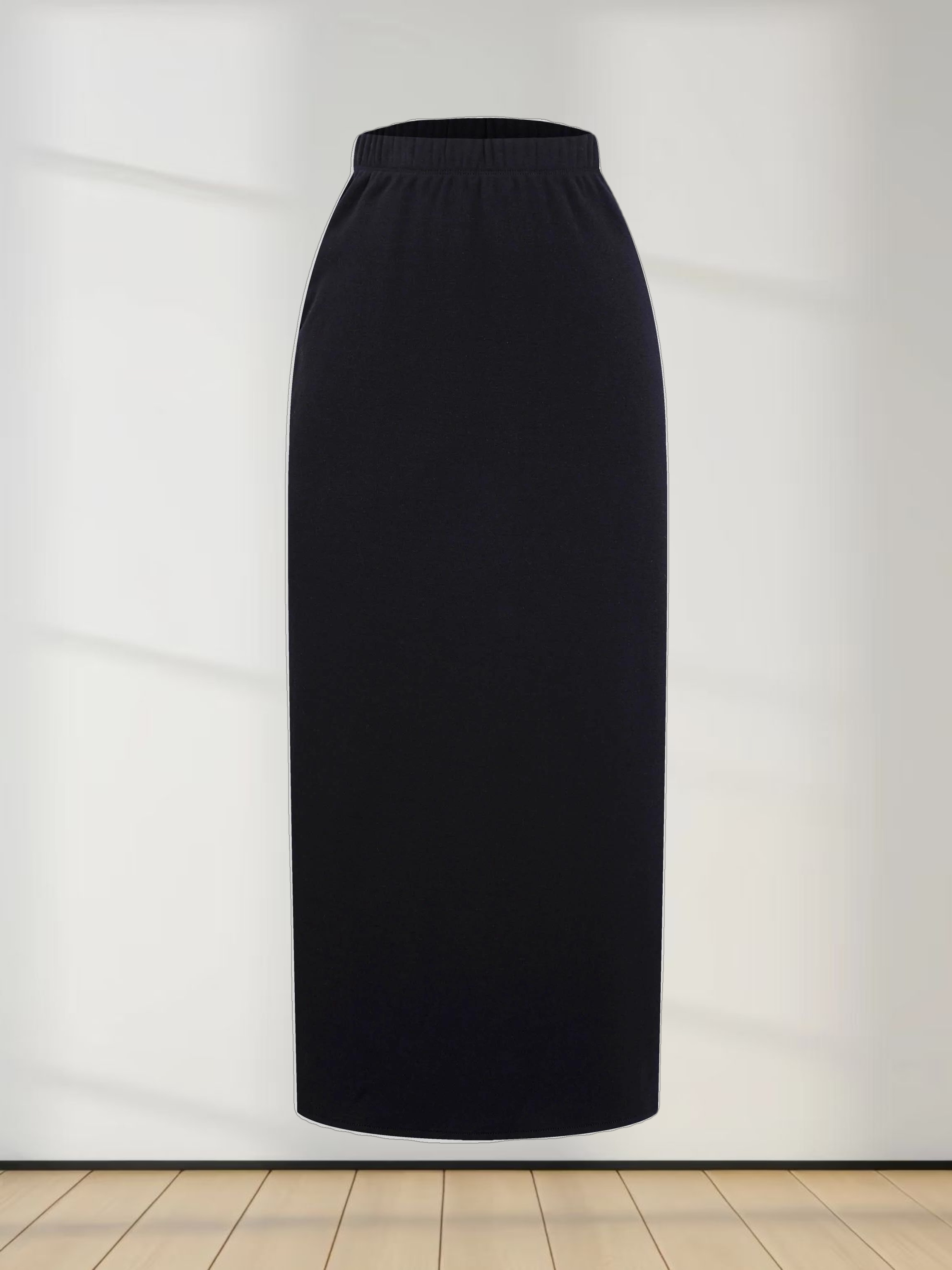 Straight Maxi Sweatshirt Skirt-Black