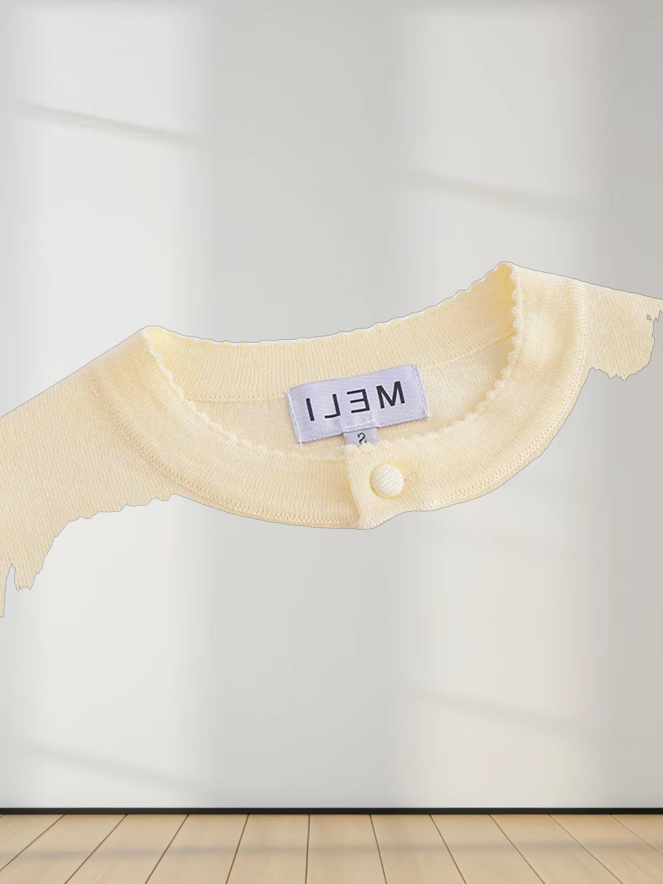 Trim Detail Crew Crop Cardigan-Yellow