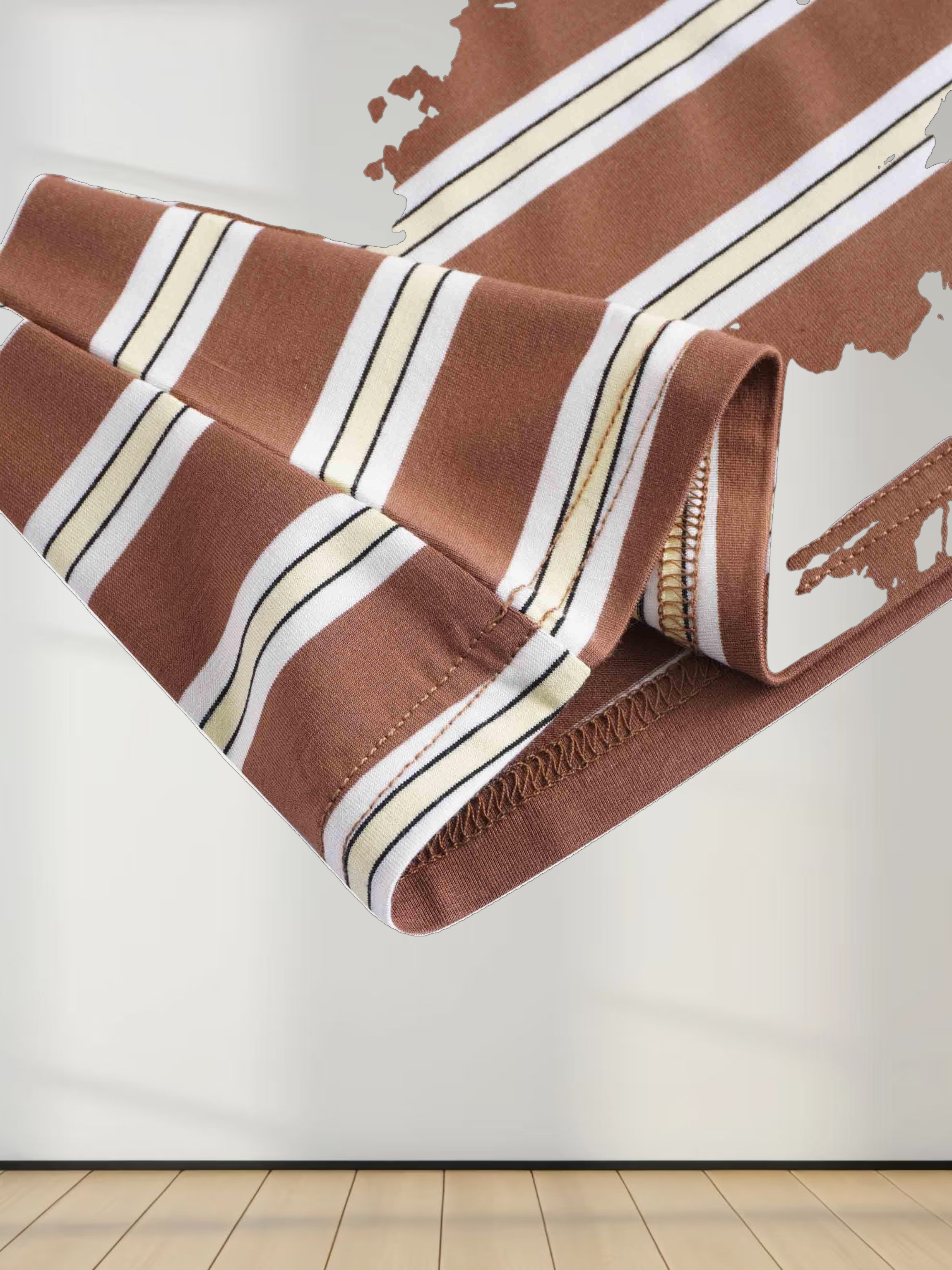 Flat Striped High V Long Sleeve-Brown/Yellow