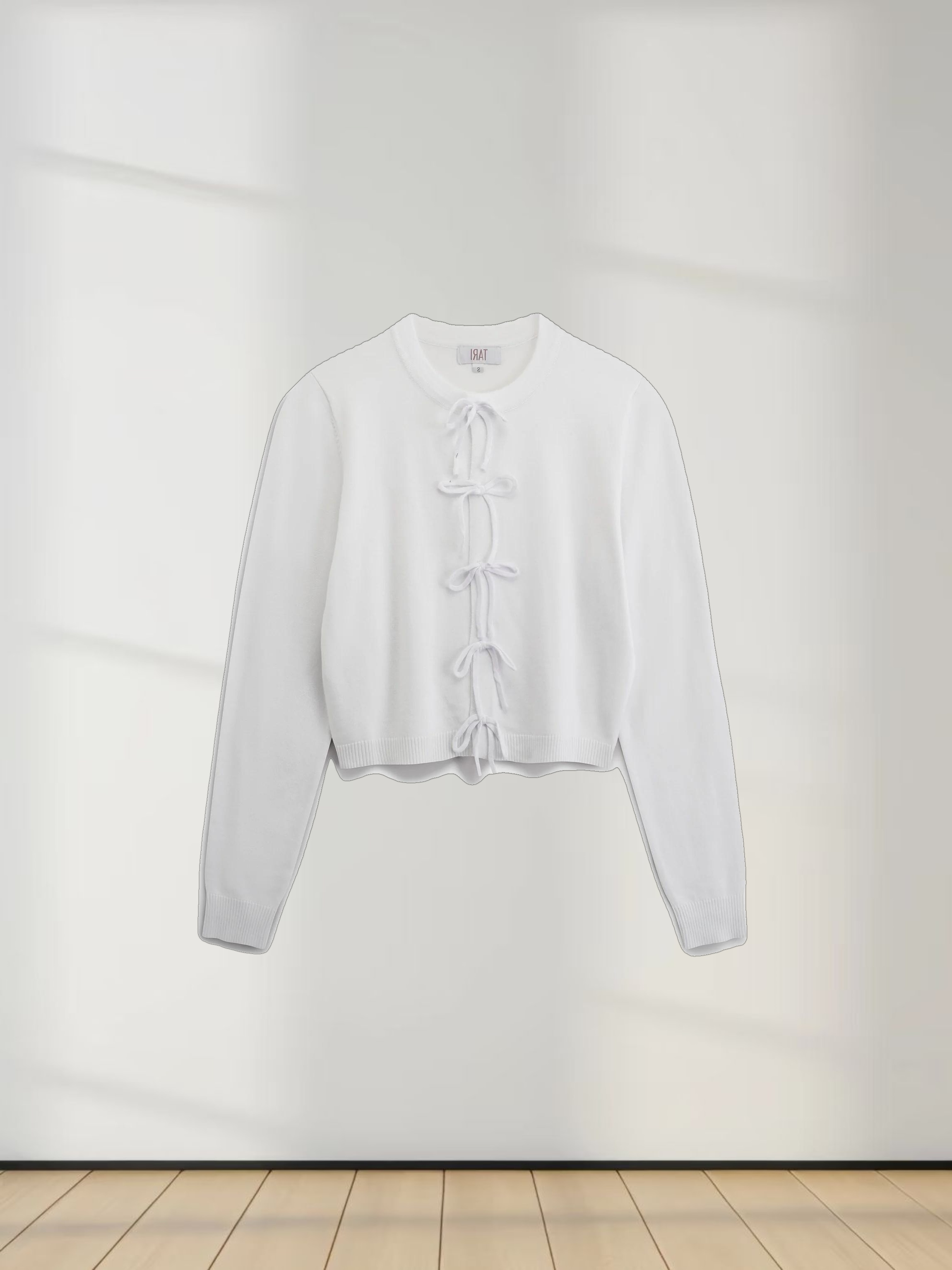 5 Bow Crop Cardigan-White