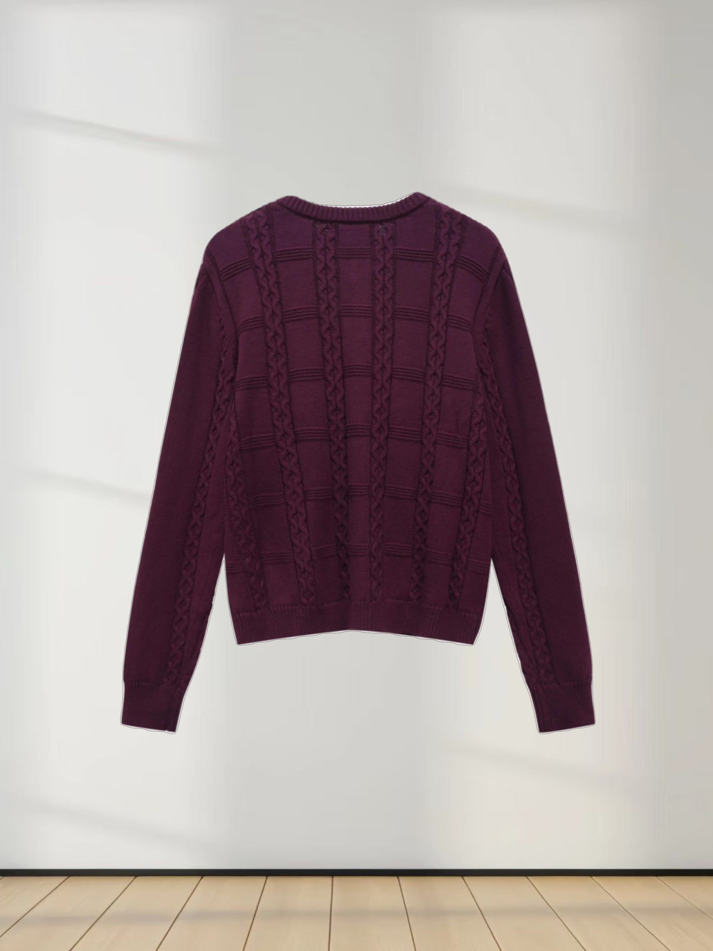 Cable Design Cardigan-Burgundy