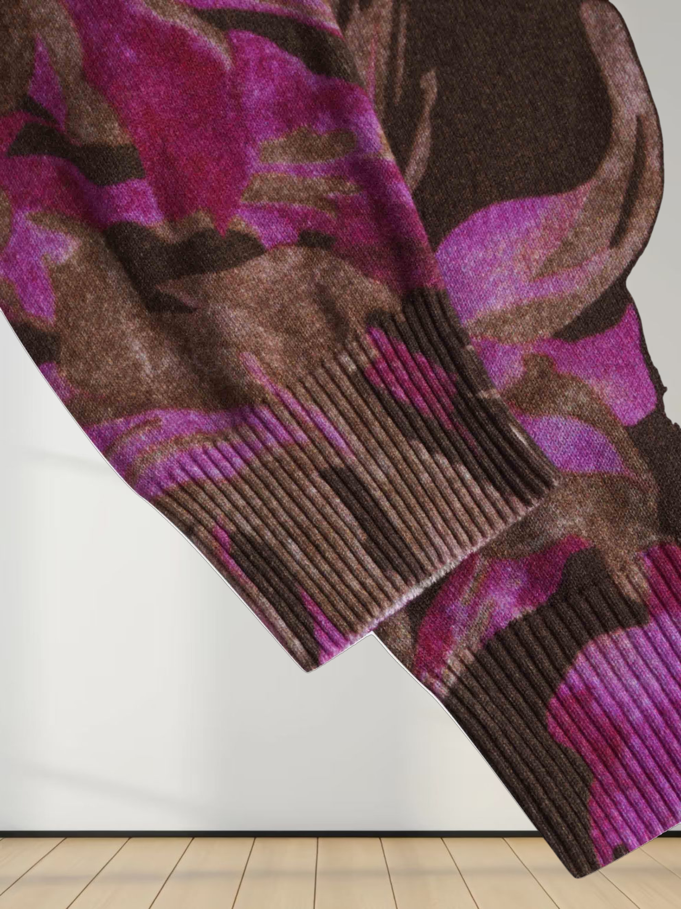 Printed Cardigan-Brown/Pink Floral