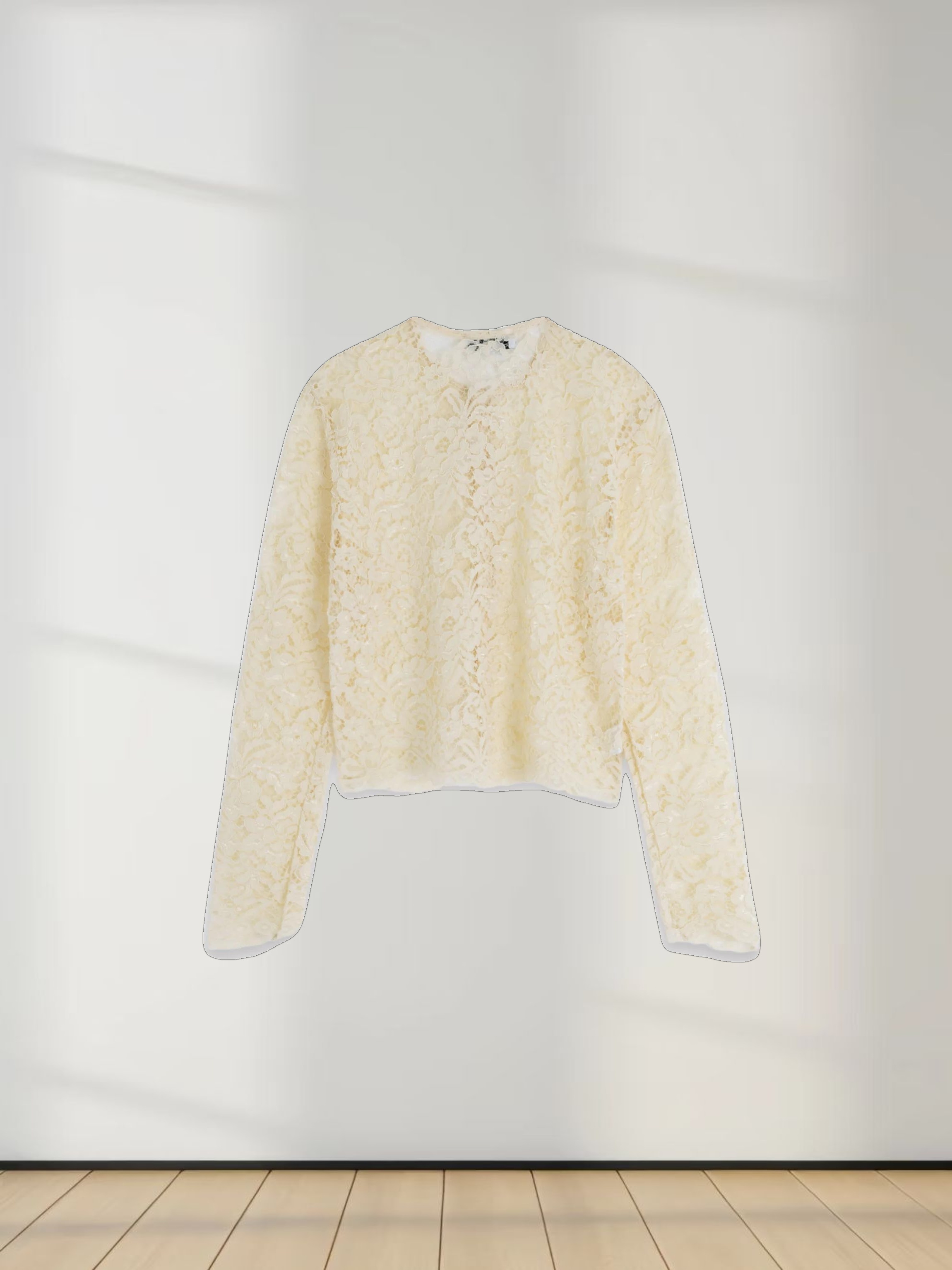 Lace Button Down Cardigan Top-Cream