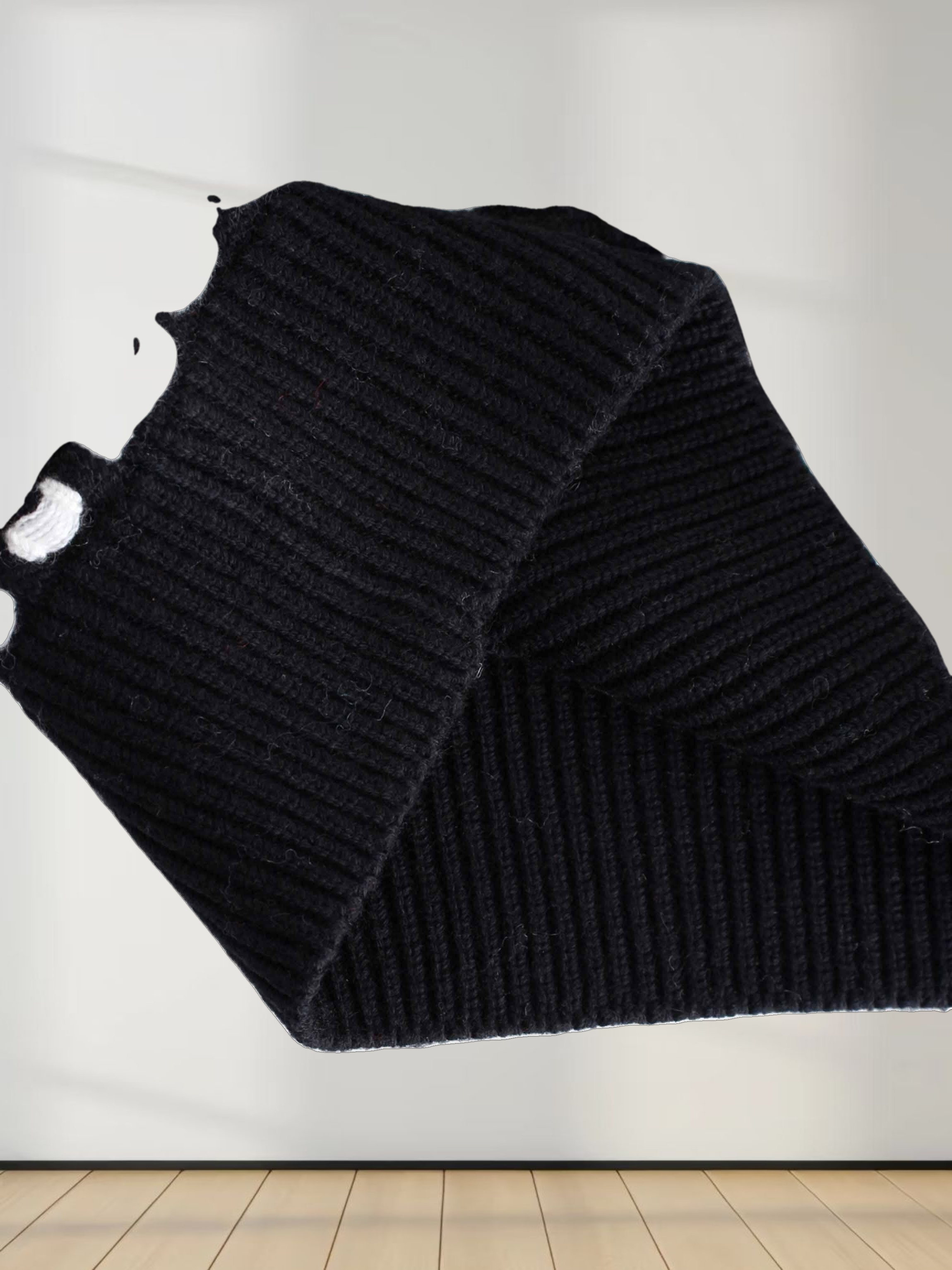 Basket Weave Sweater-Black/White