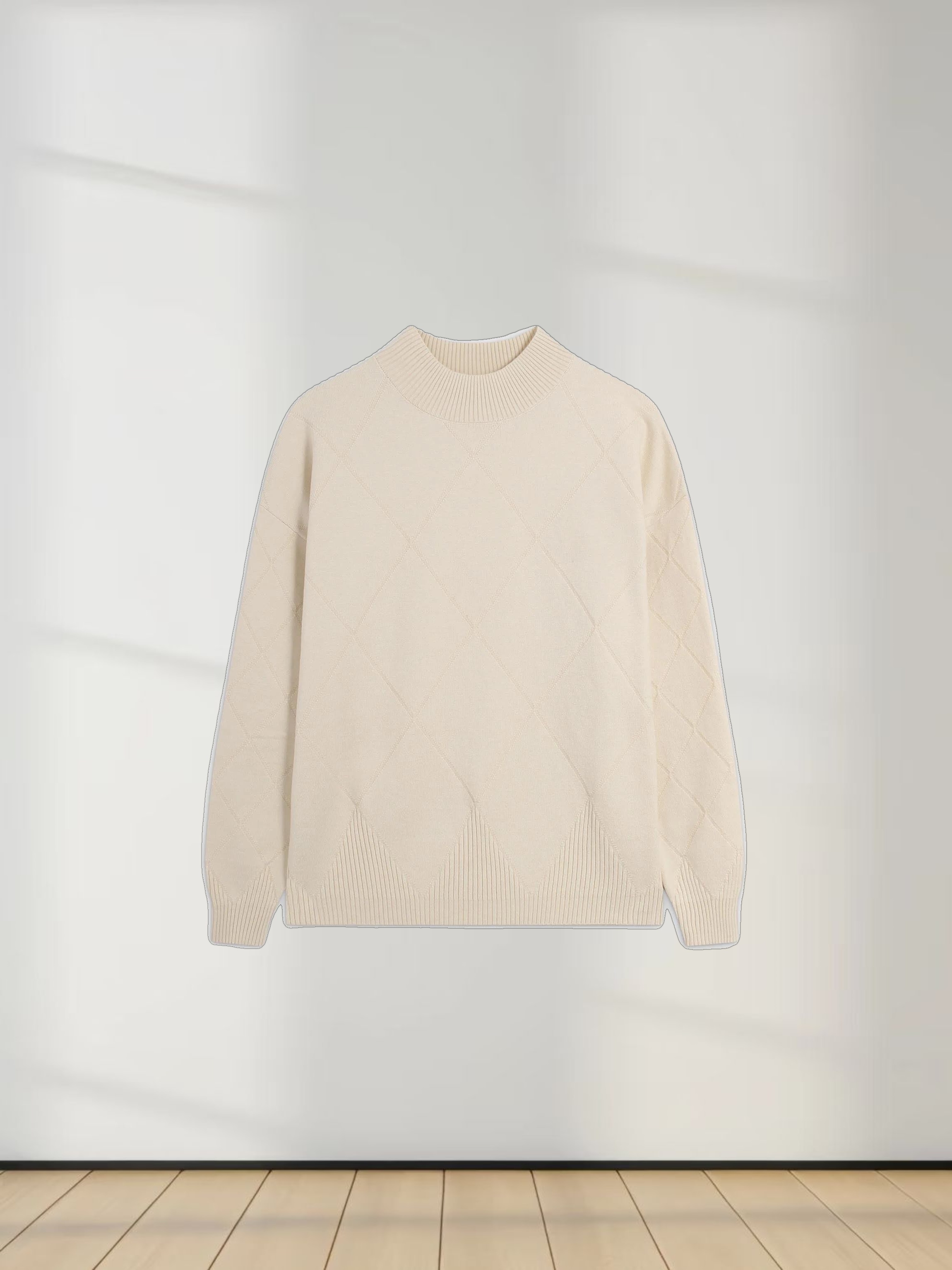 Oversized Diamond Detail Sweater-Ivory