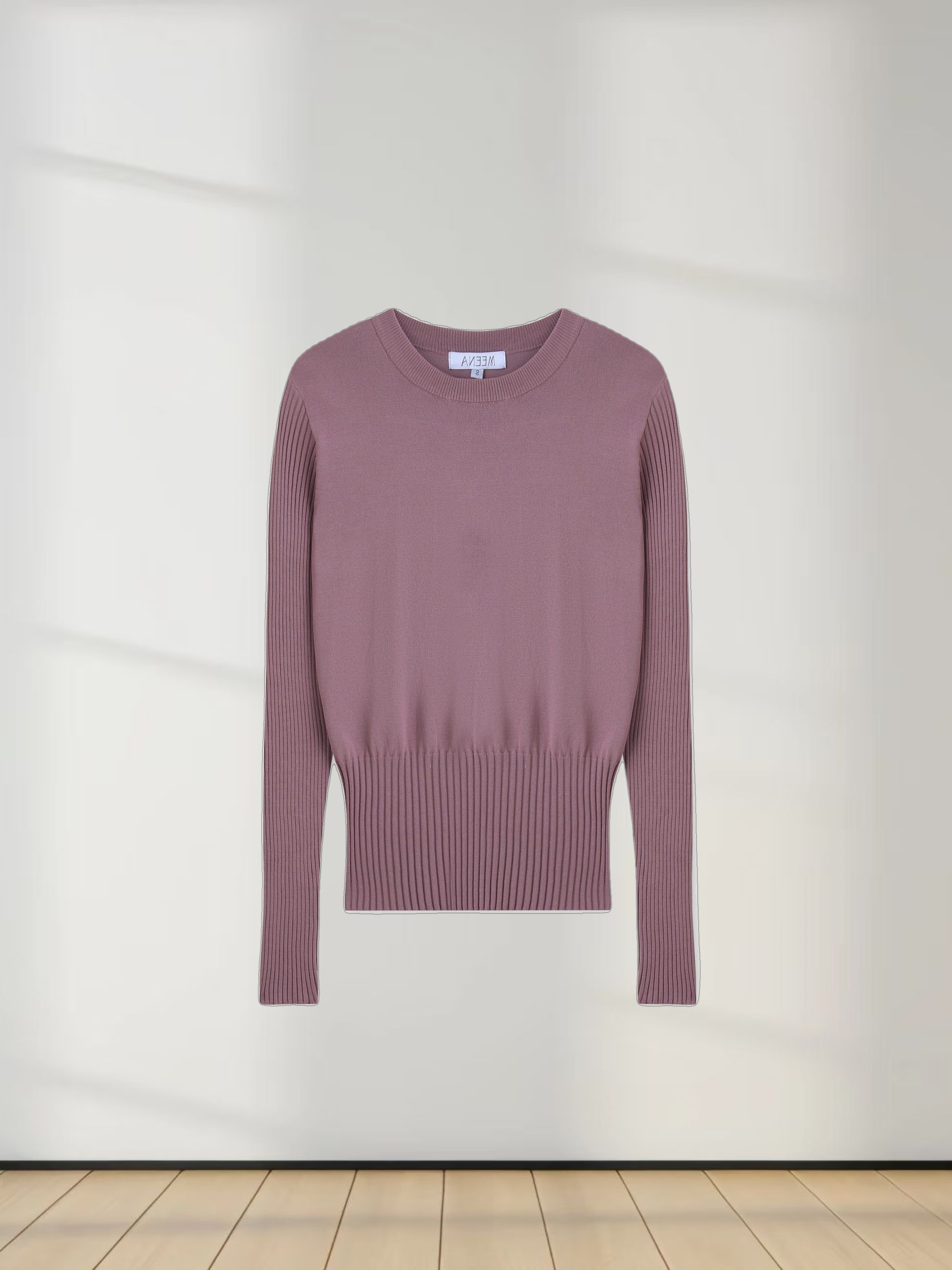 RIBBED WAISTED SWEATER-LILAC
