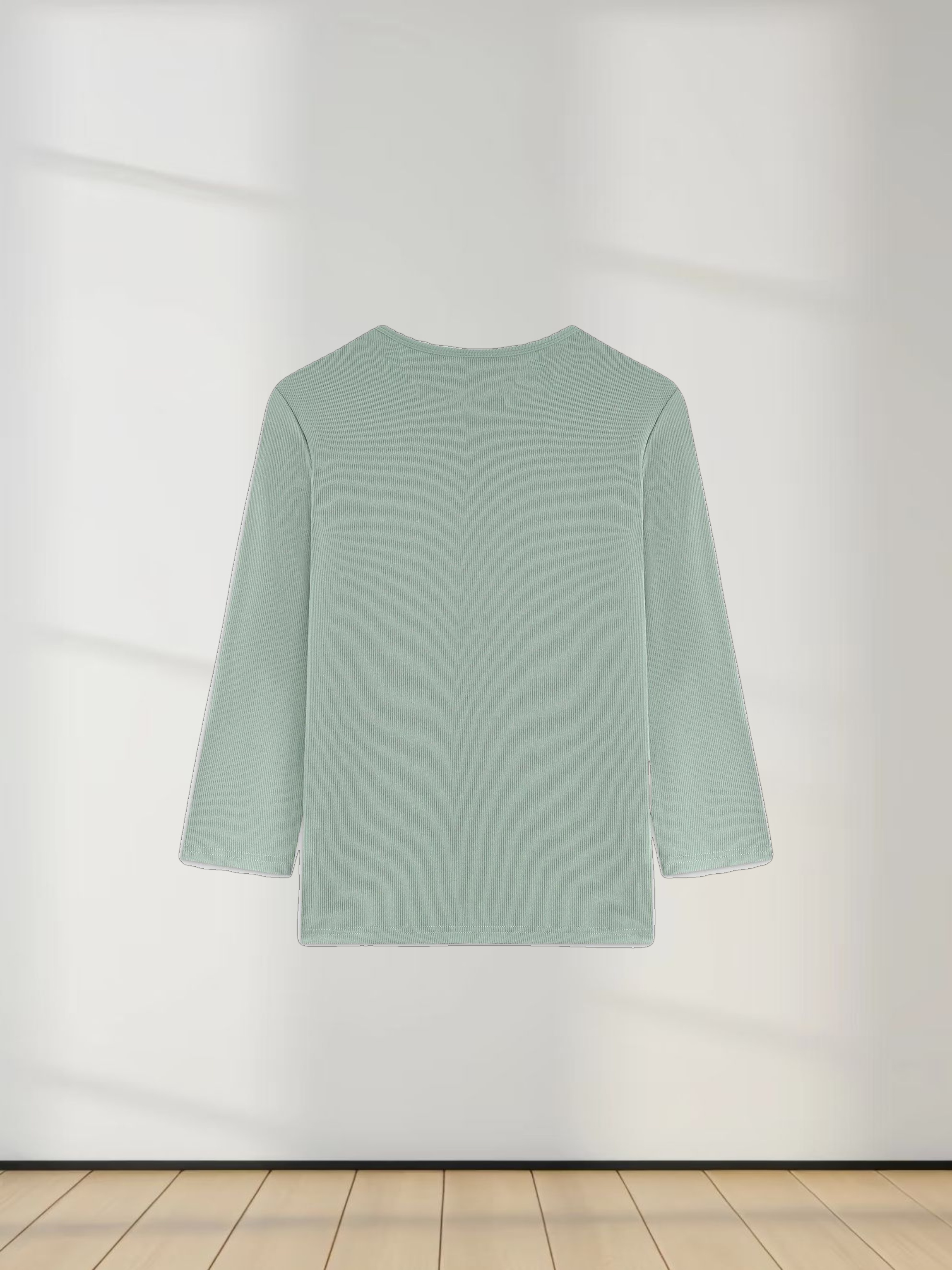 CLASSIC RIBBED CREW TEE 3Q-SAGE