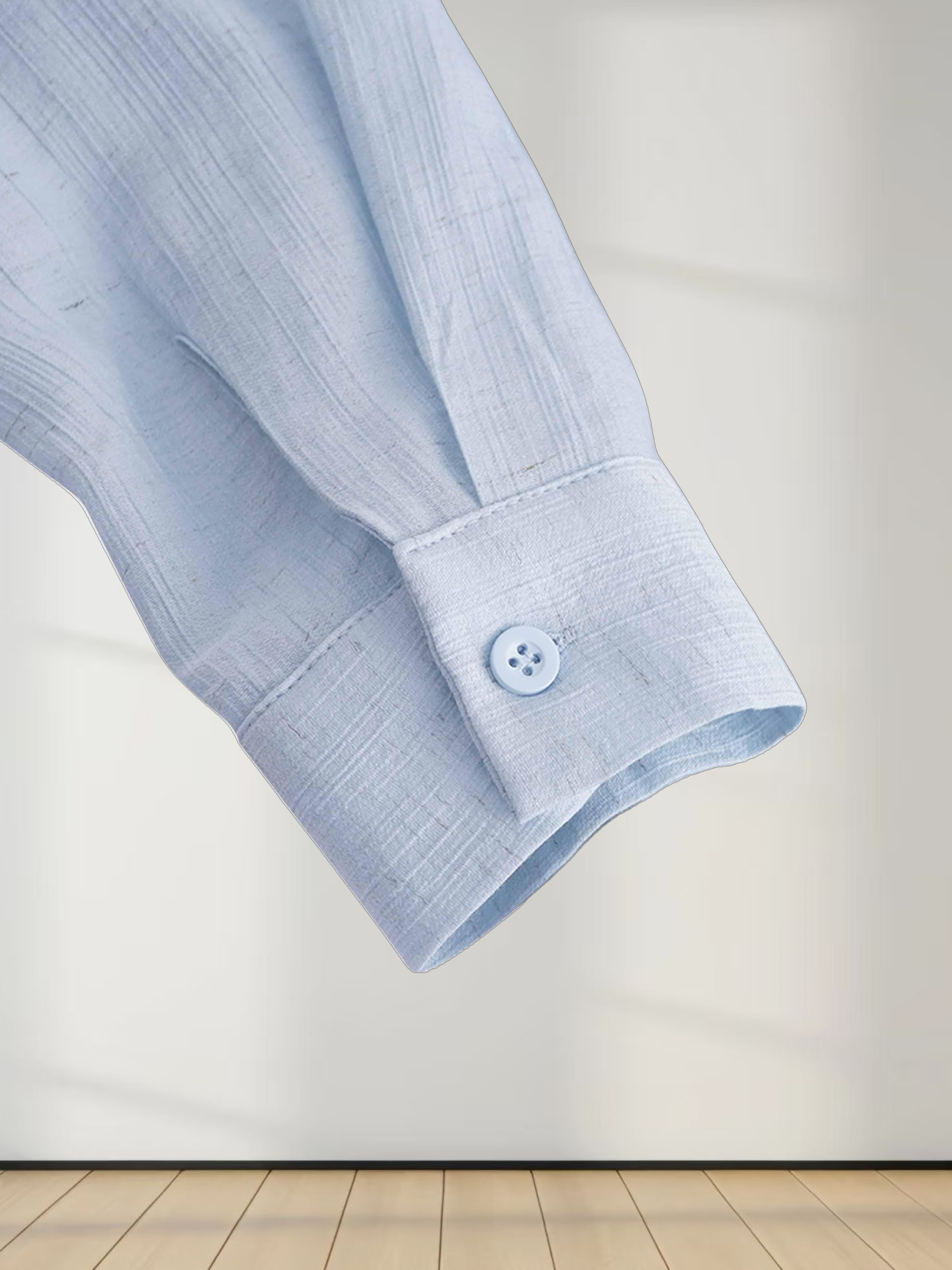 Collared A-Line Shirtdress-Soft Pleat Light Blue