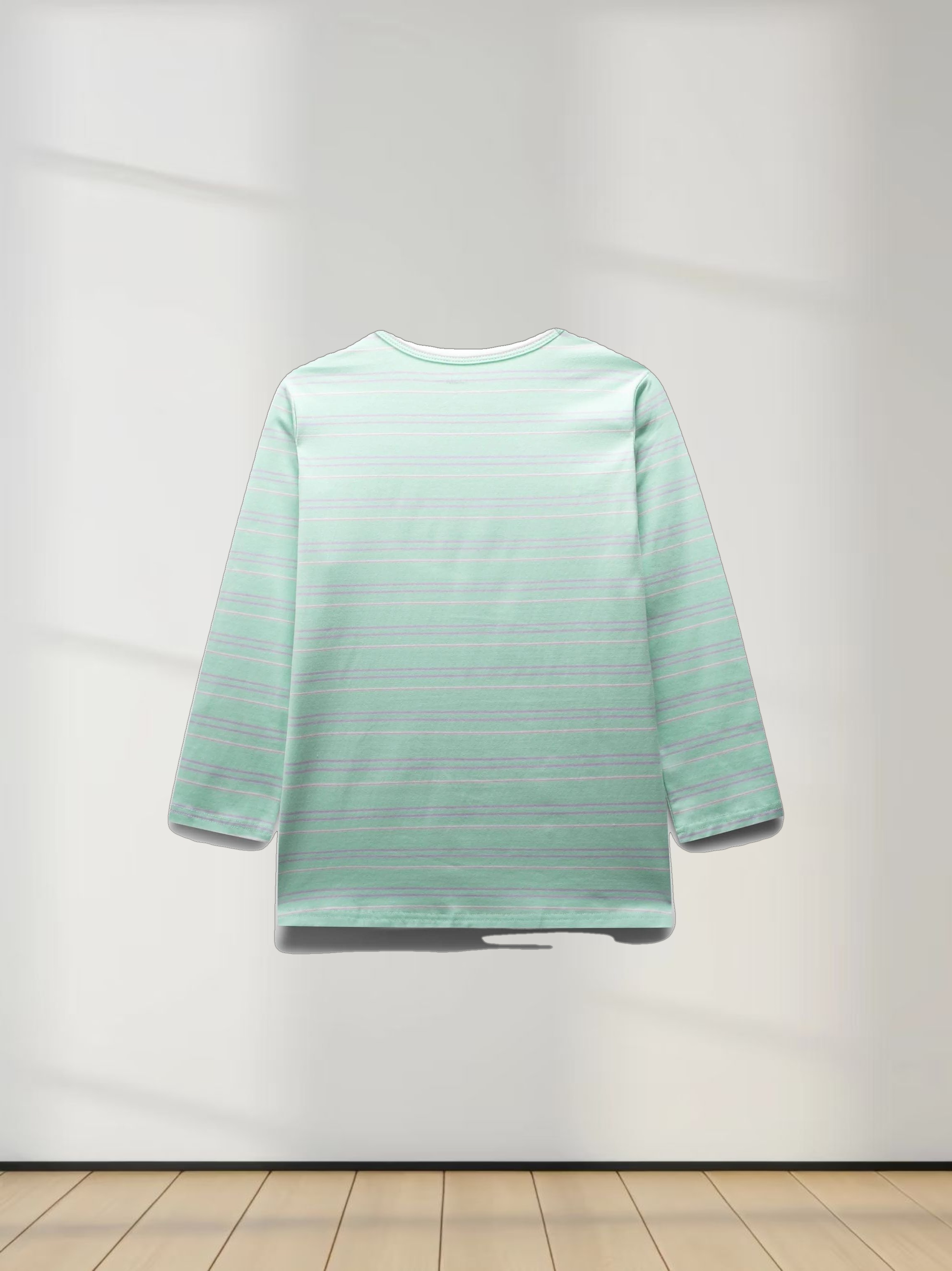 Flat Striped Crew Tee 3Q-Mint