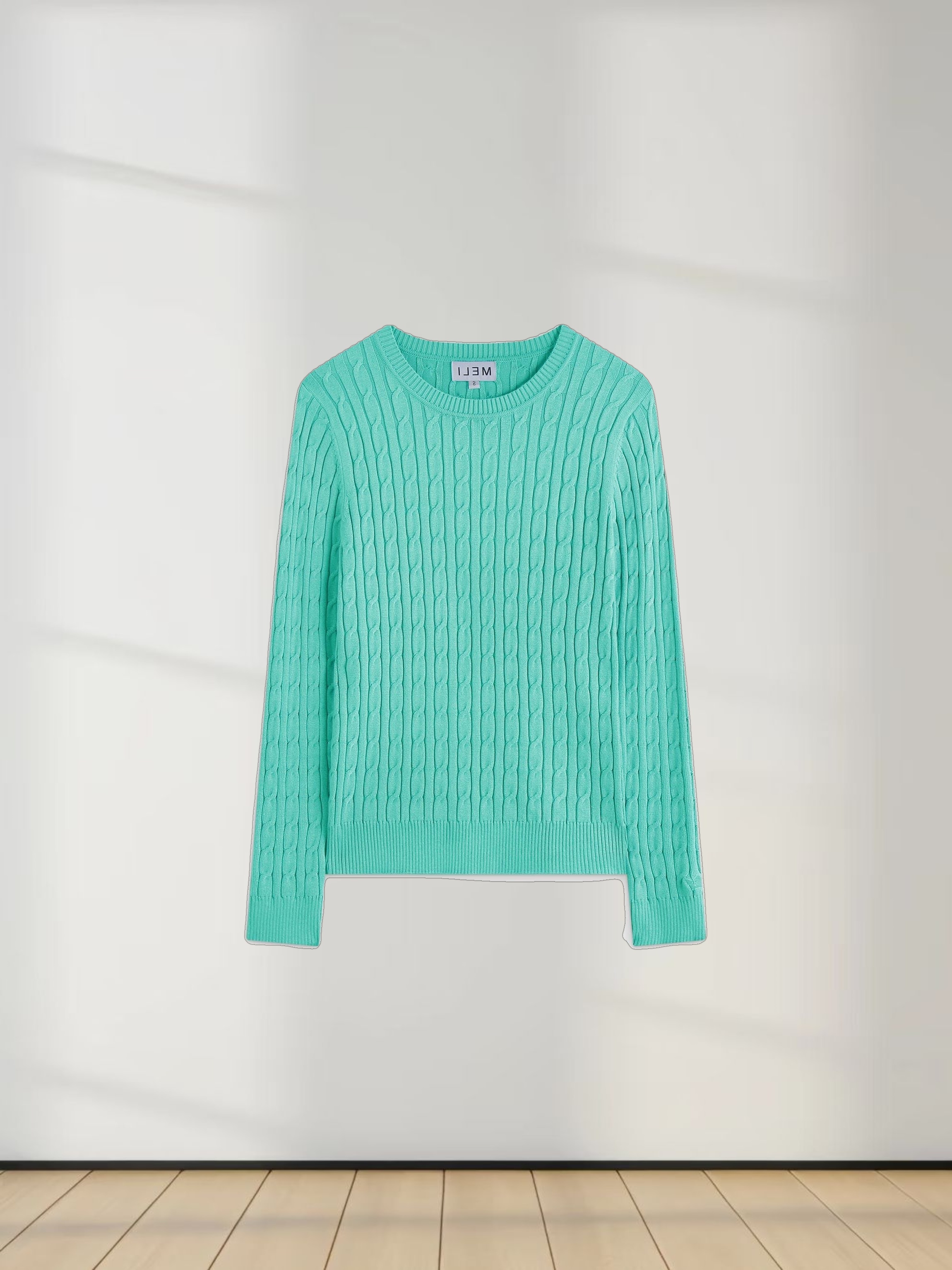 Knit Cable Sweater-Mint