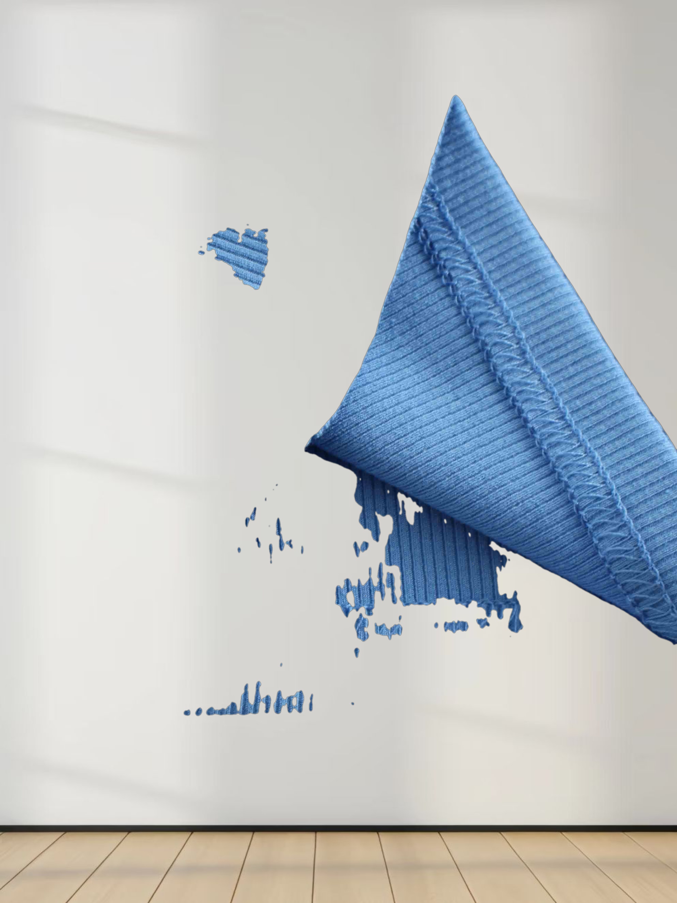 RIBBED HIGH V 3Q-DENIM BLUE