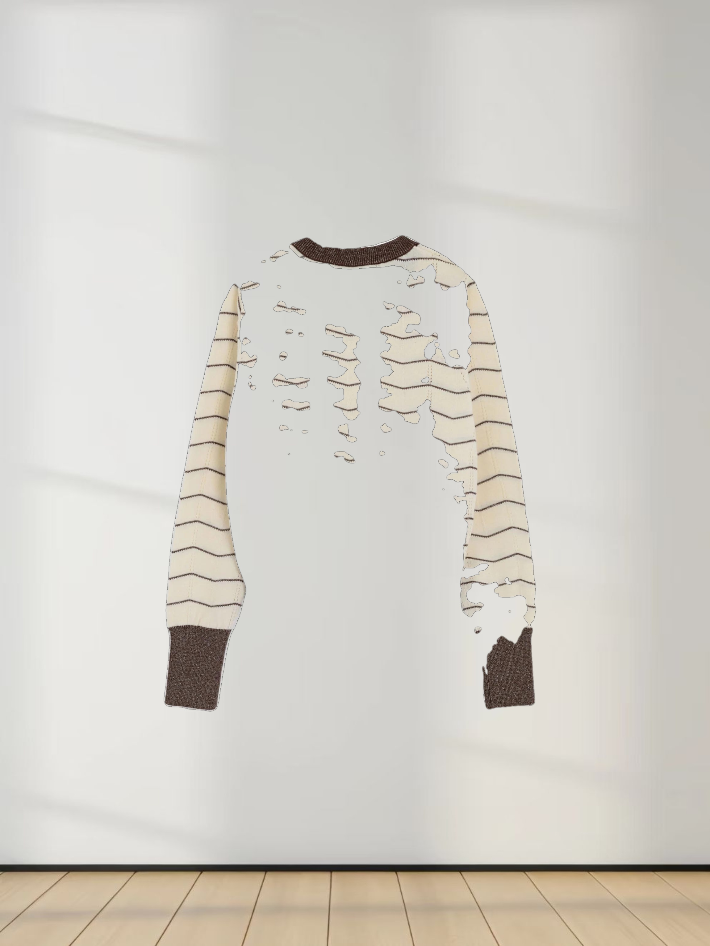 Lurex Striped Sweater-Cream/Brown