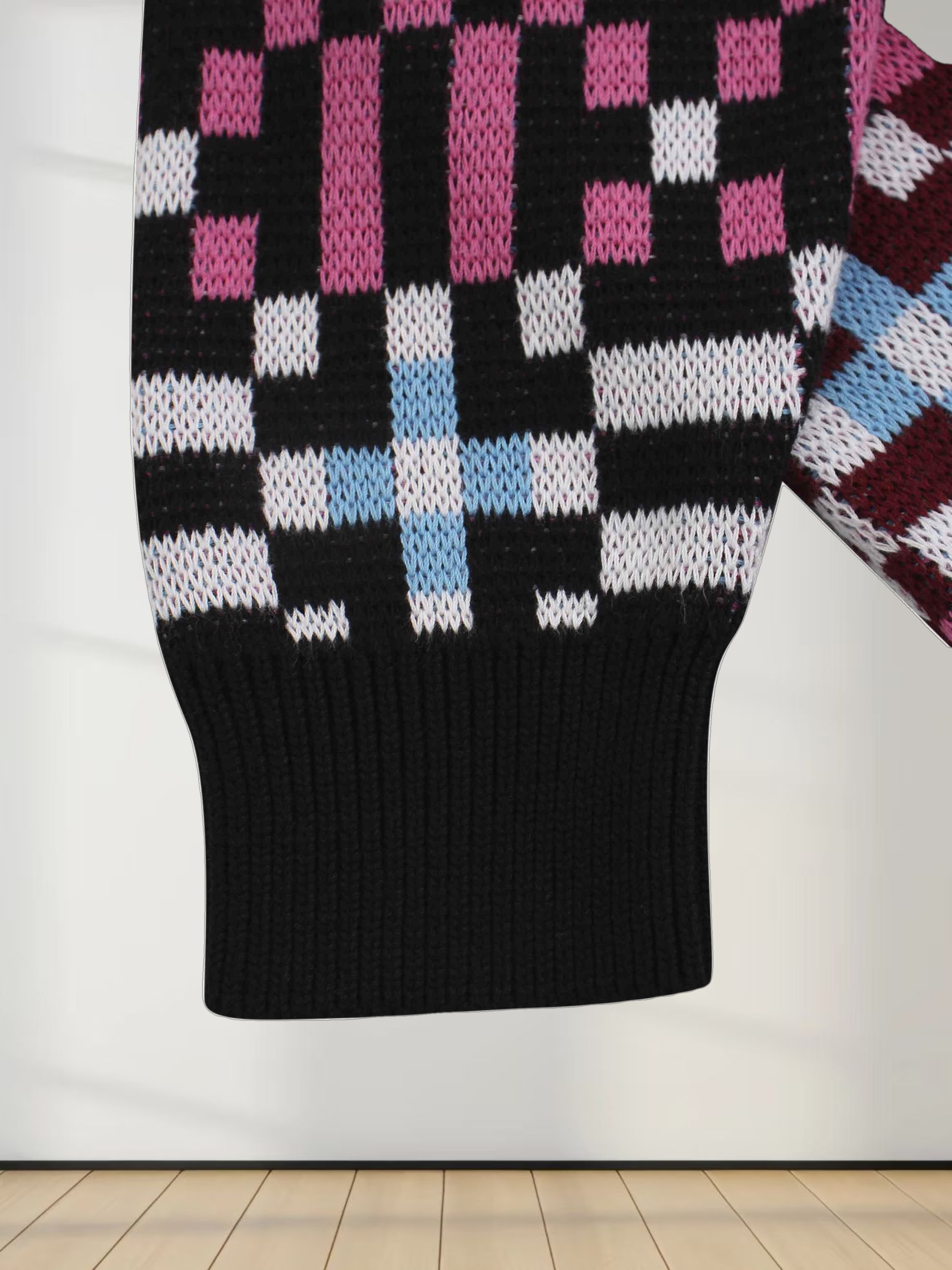 Geometric Design Sweater-Pink