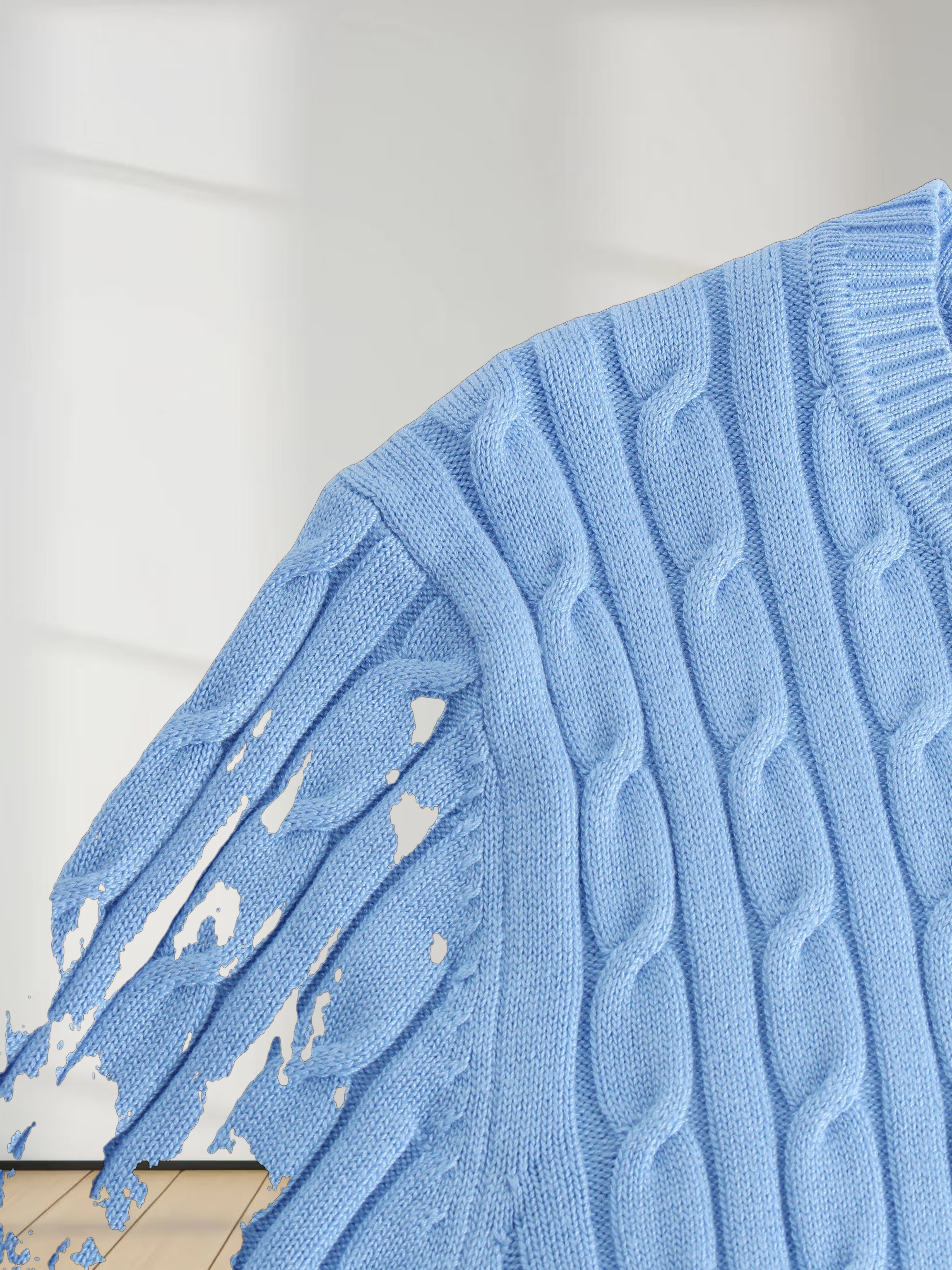 Knit Cable Sweater-Periwinkle