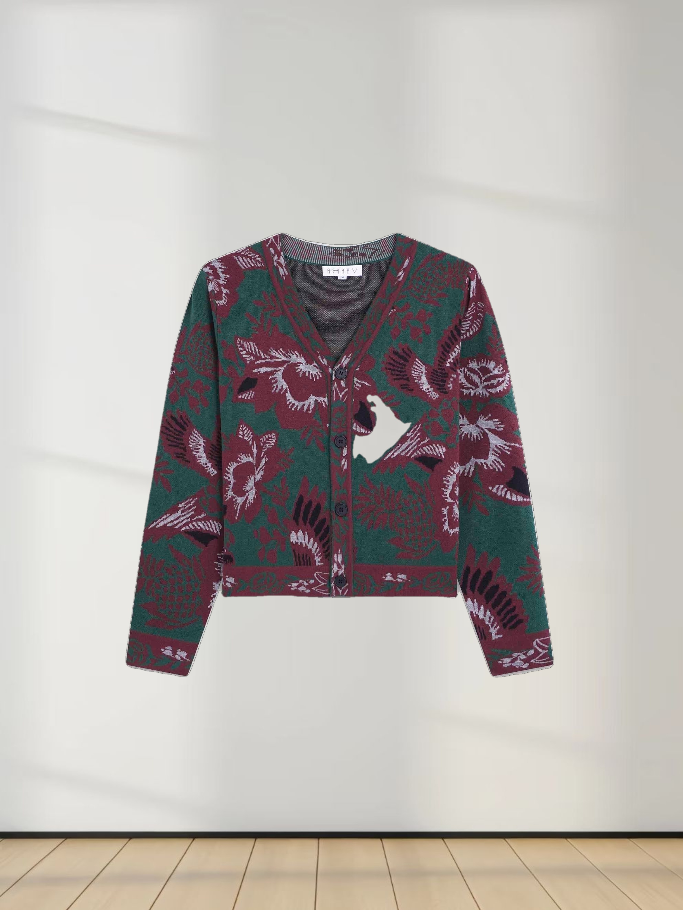 Puff Sleeve Knit Printed Cardigan-Autumn Vibes