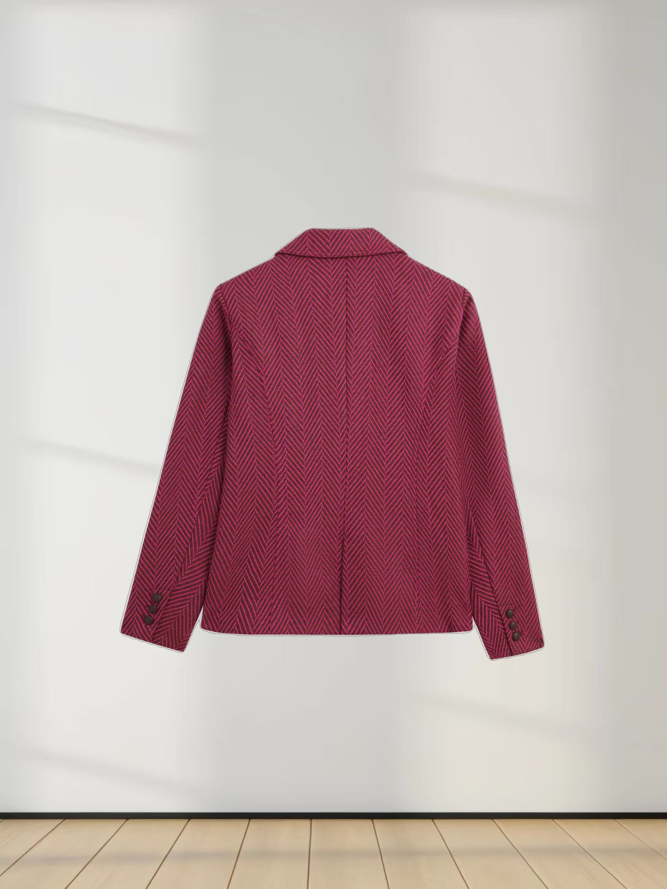 Fitted Blazer-Pink/Brown Herringbone