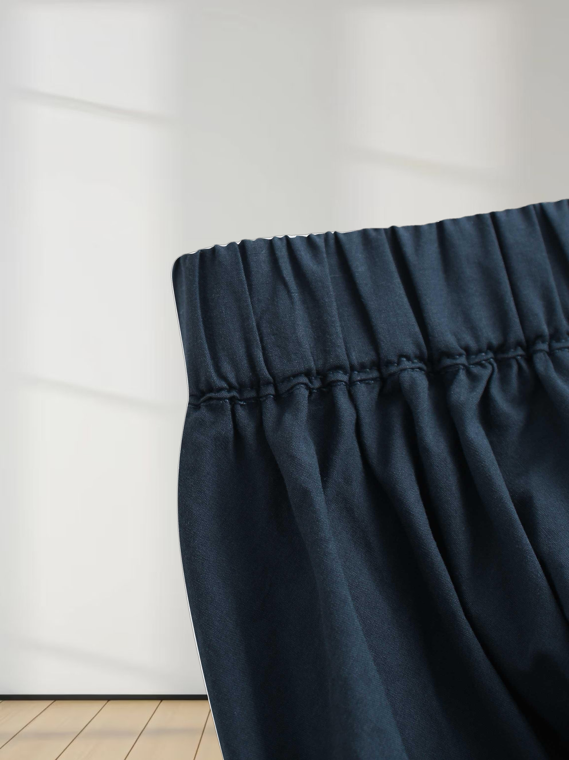 Micro Pleat Elastic Waist Skirt-Navy