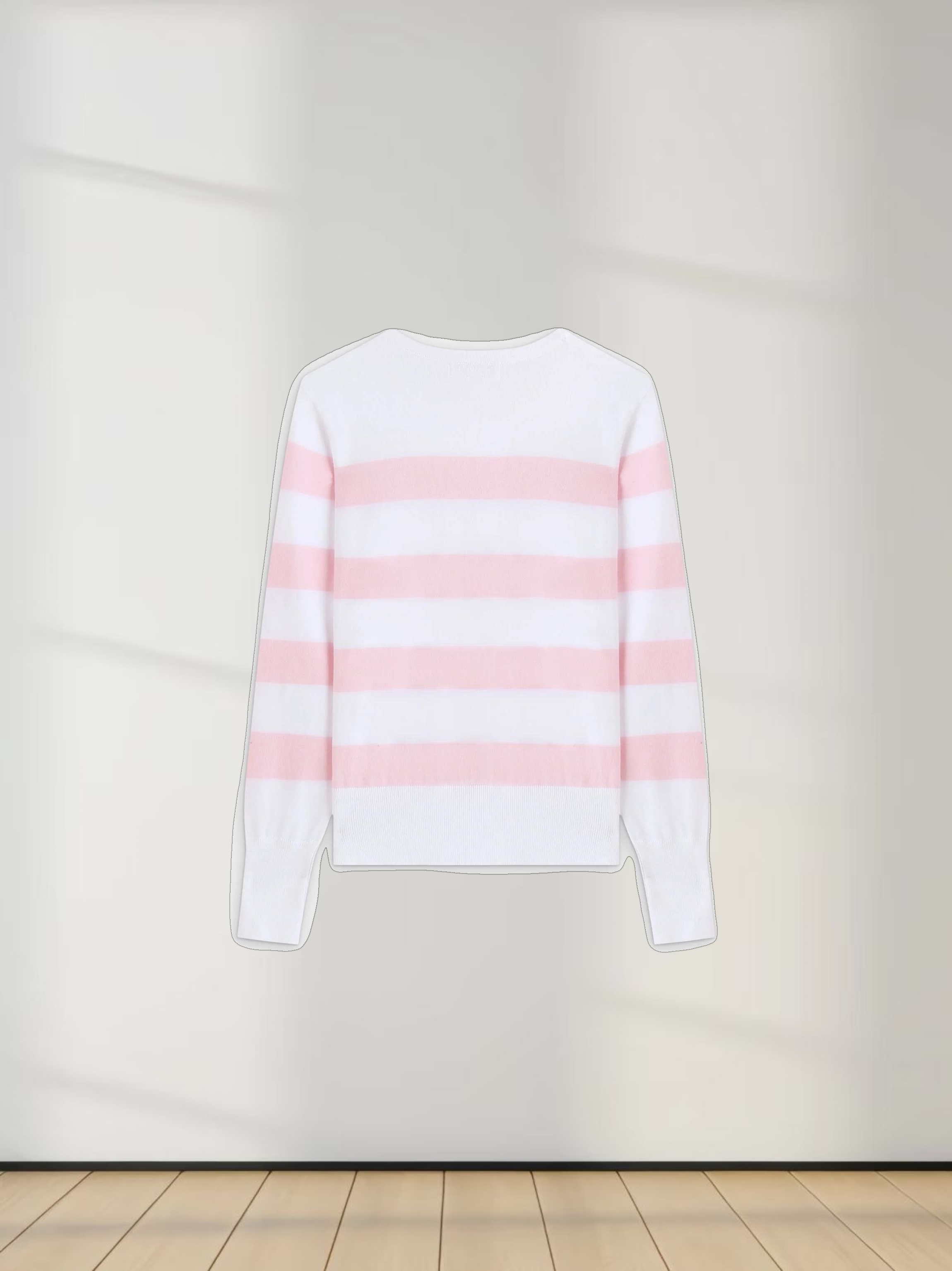 Striped Cotton Sweater-Light Pink