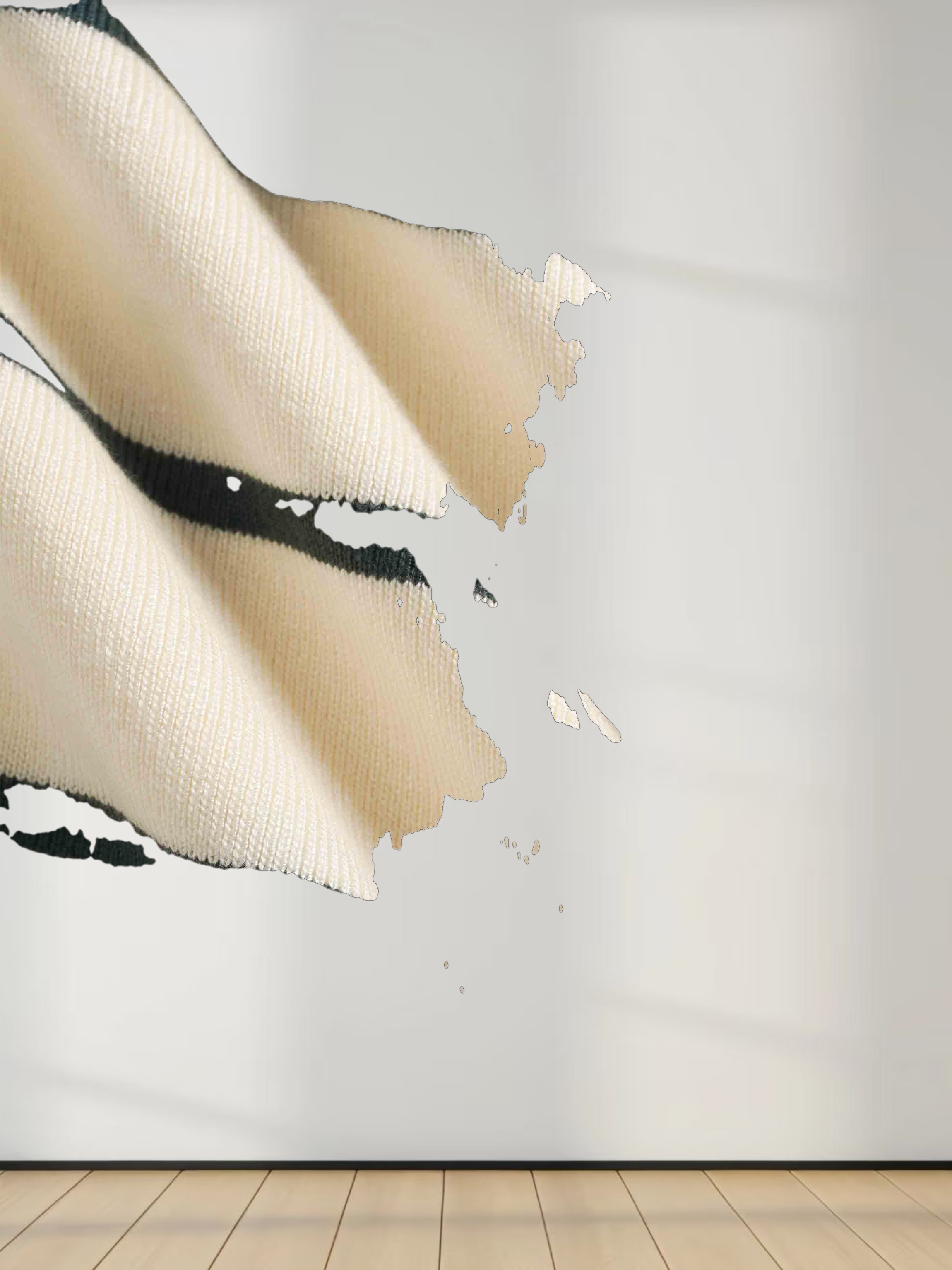 Mock Neck Thin Knit Sweater-Cream/Green