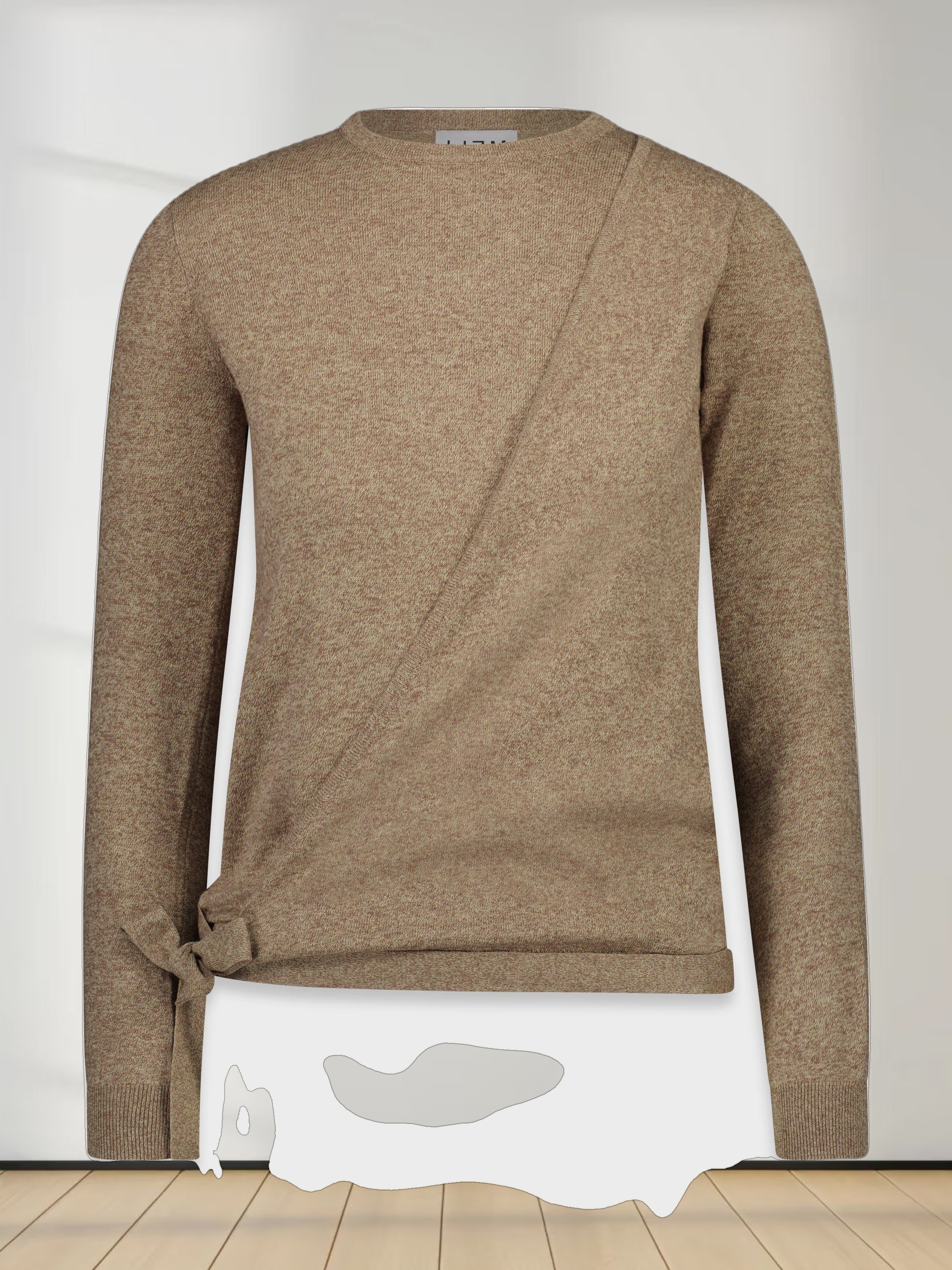 BASIC WRAP SWEATER-HEATHER BROWN