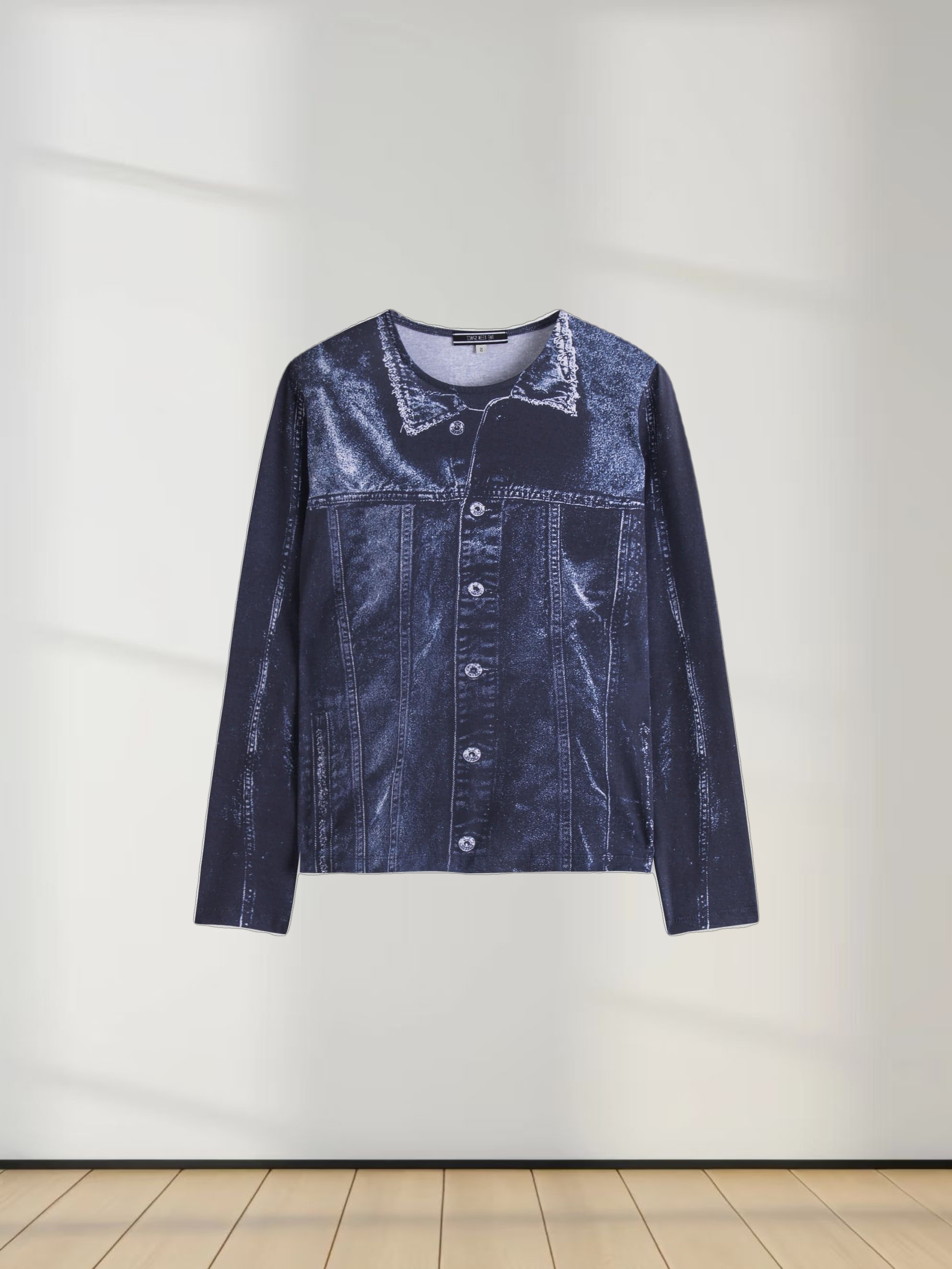 Denim Printed Tee-Blue