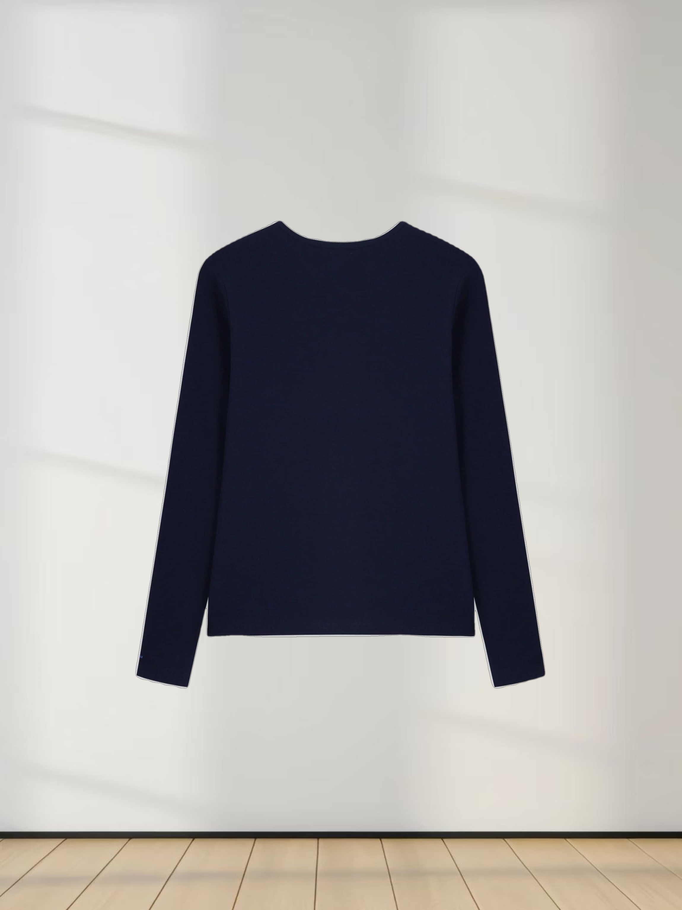 BASIC HIGH V TEE LS-NAVY