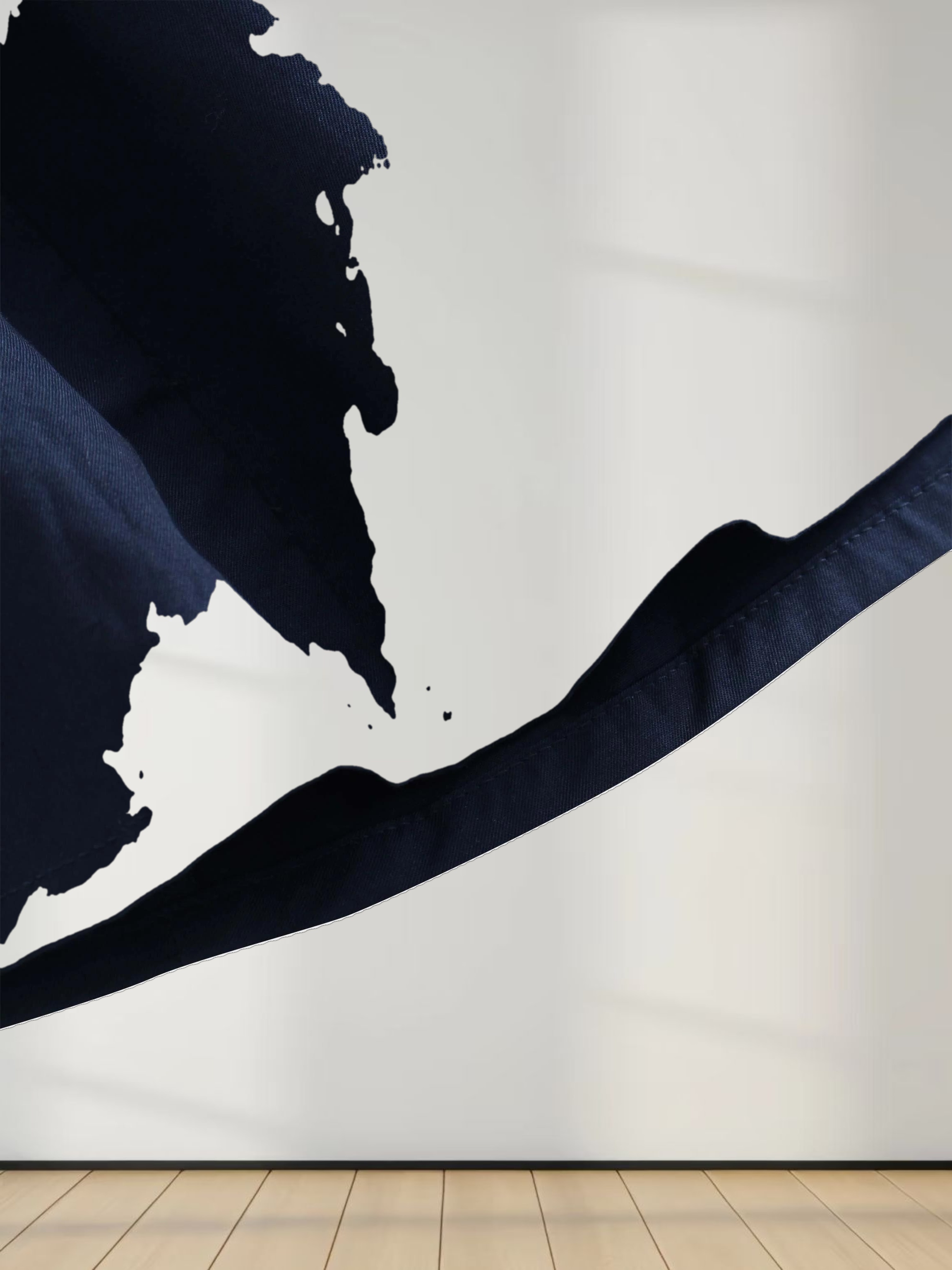 Stitch Down Cotton Pleated Skirt-Navy