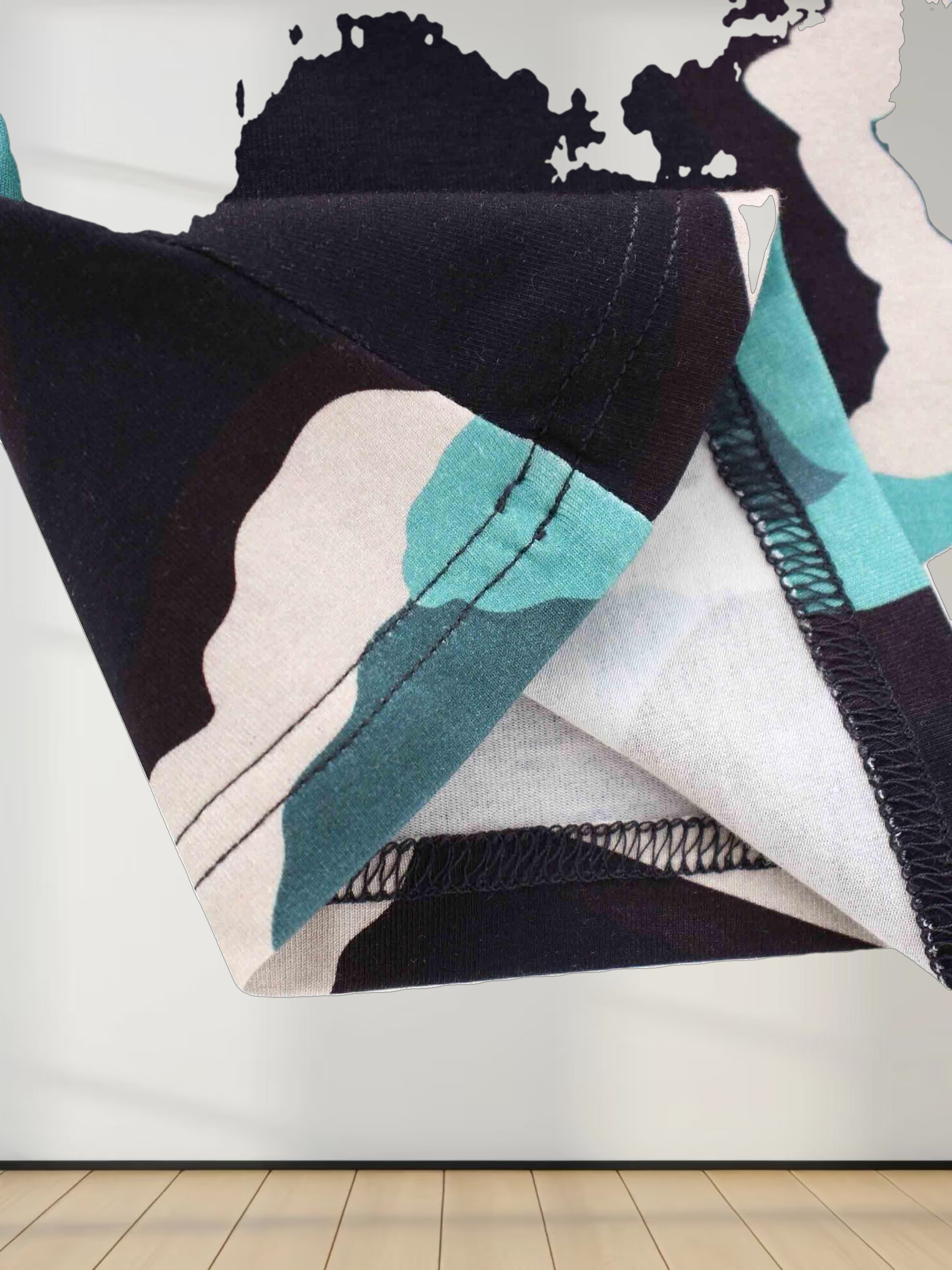 Printed Modal Turtleneck-Aqua Lightning