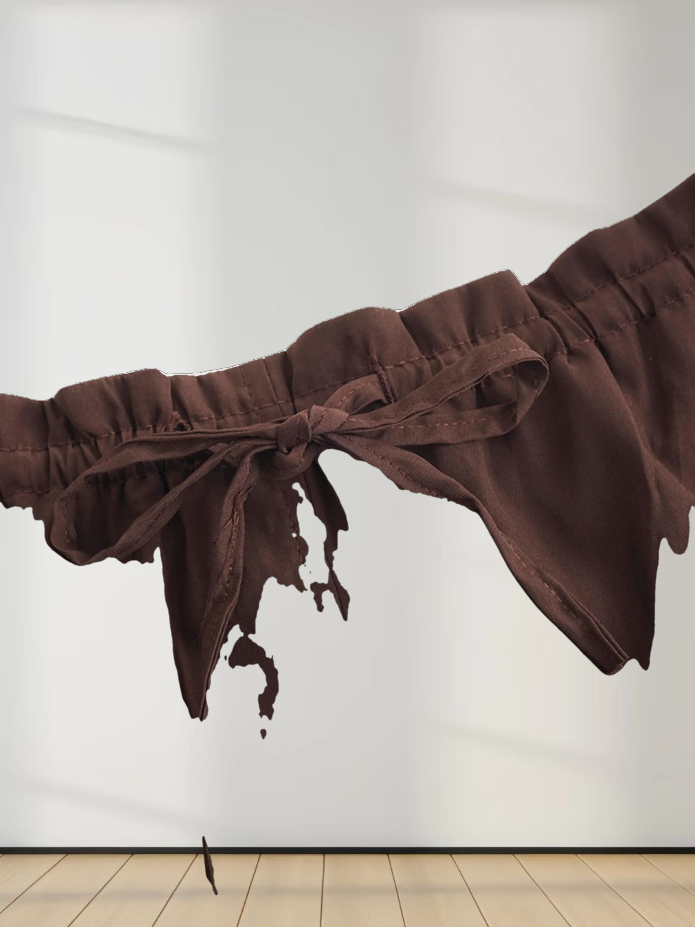 DRAWSTRING RUFFLE SKIRT-BROWN