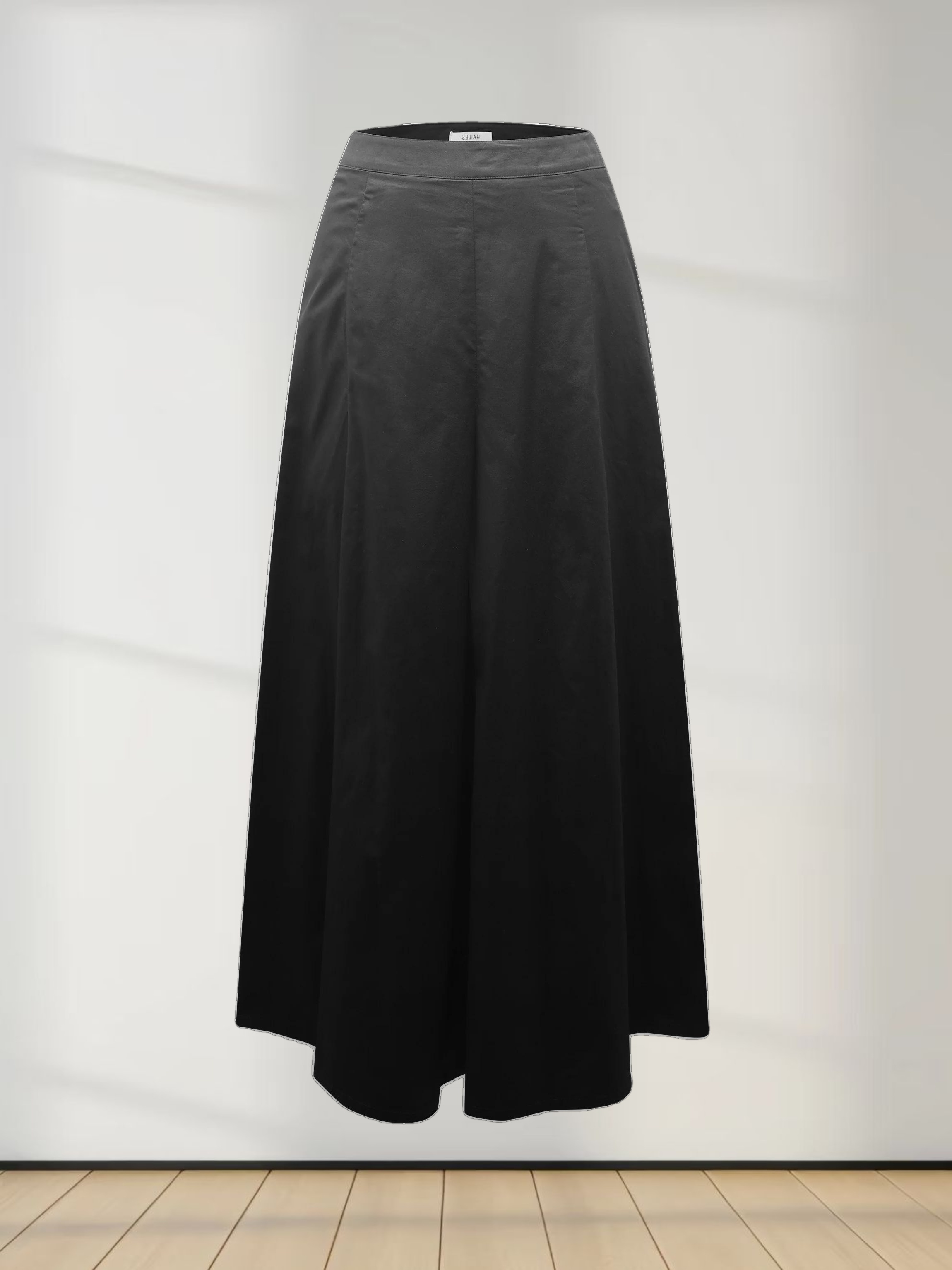 Stitch Down Cotton Pleated Skirt-Black