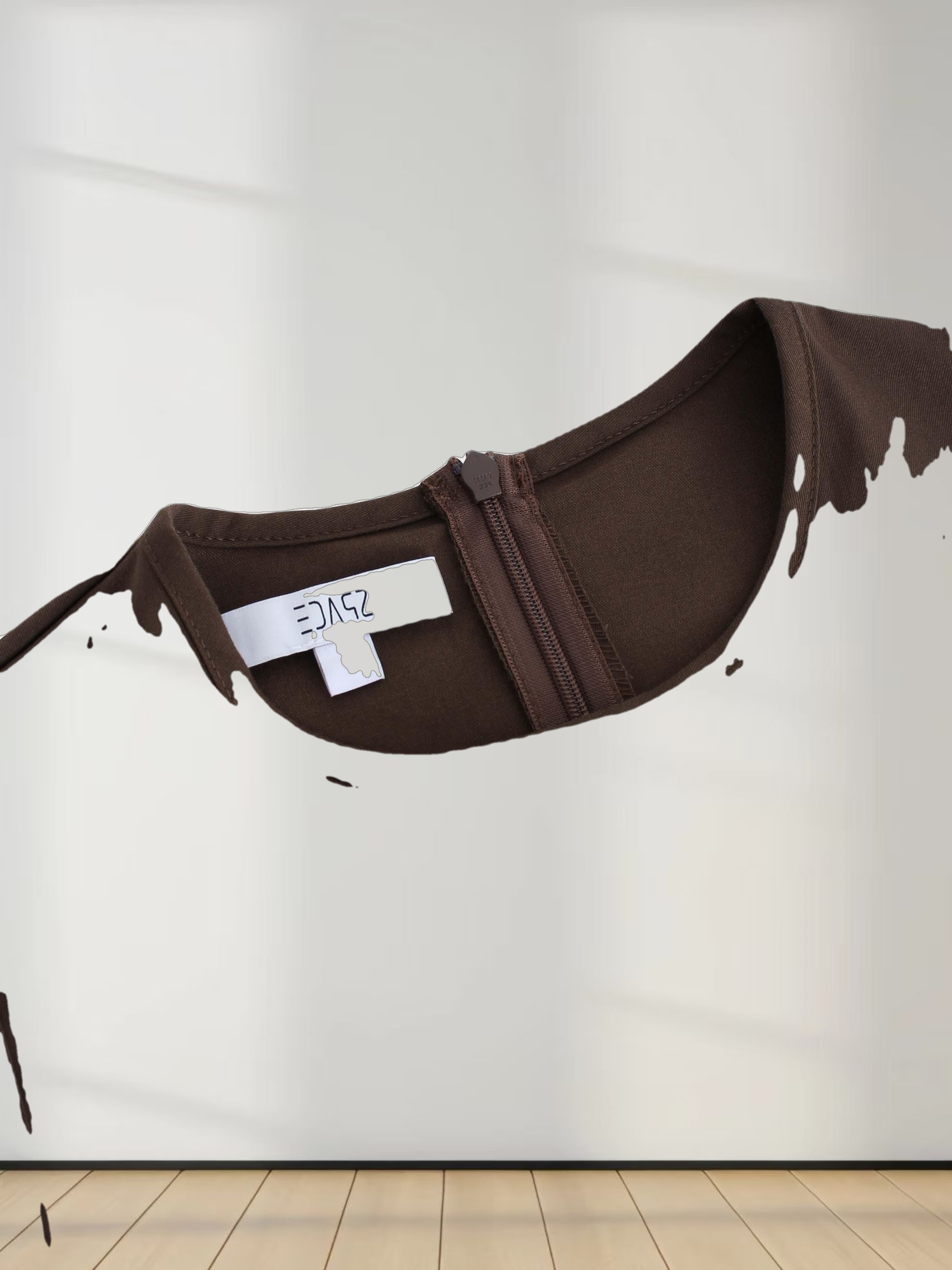 Pleated Slip Dress-Brown