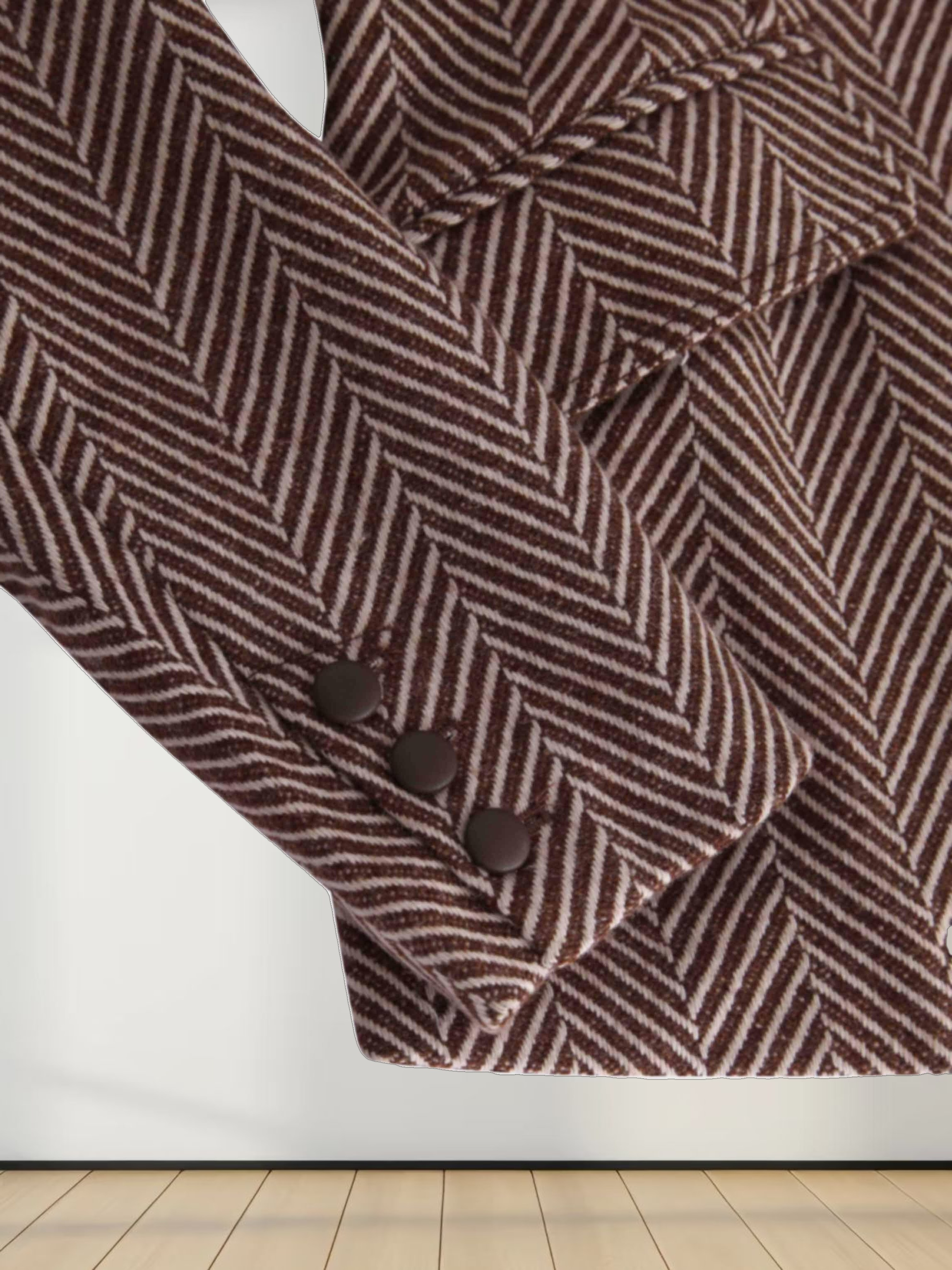 Fitted Blazer-Brown/Cream