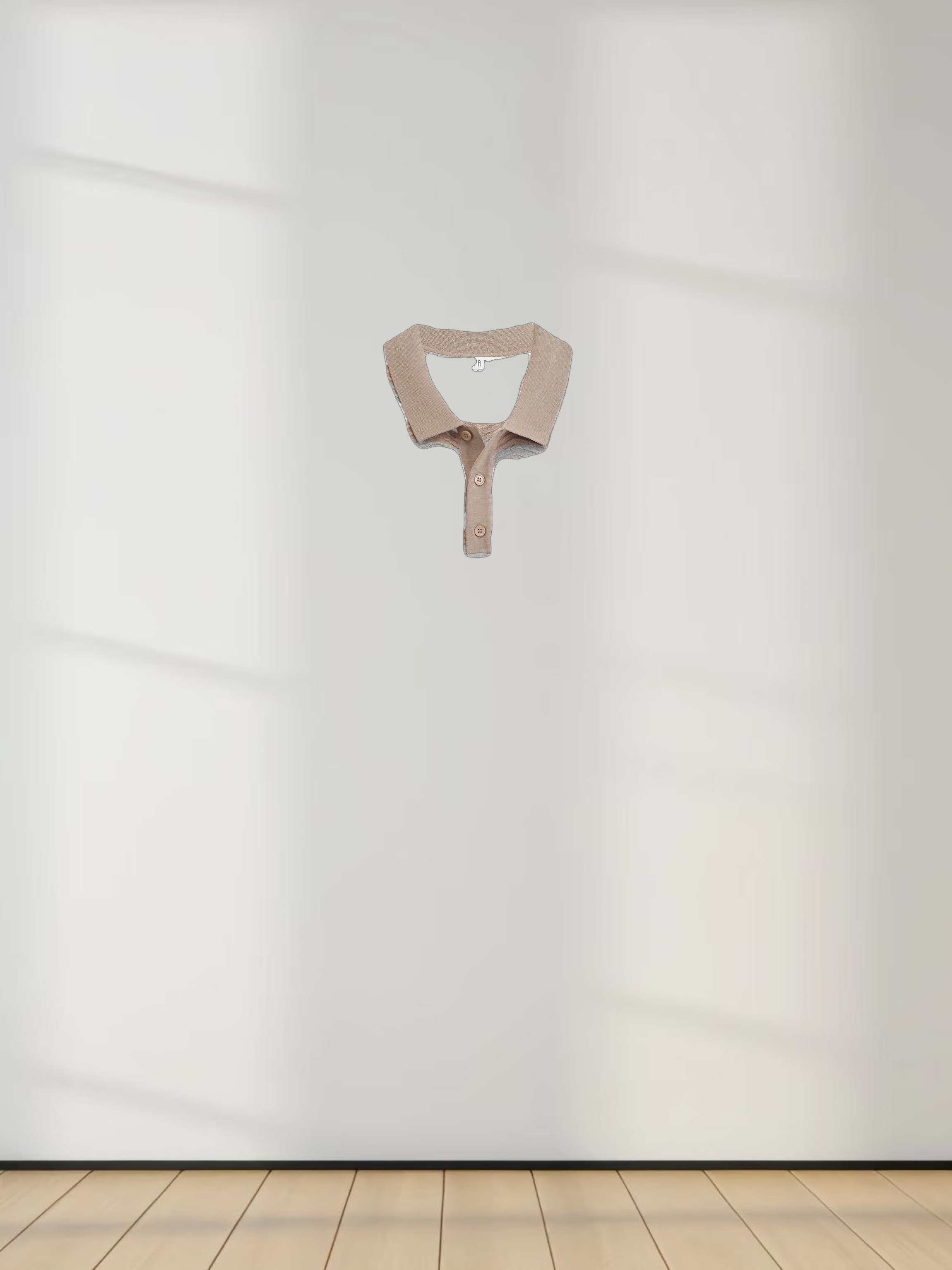 Scallop Edge Collar Sweater-Tan/White/Grey