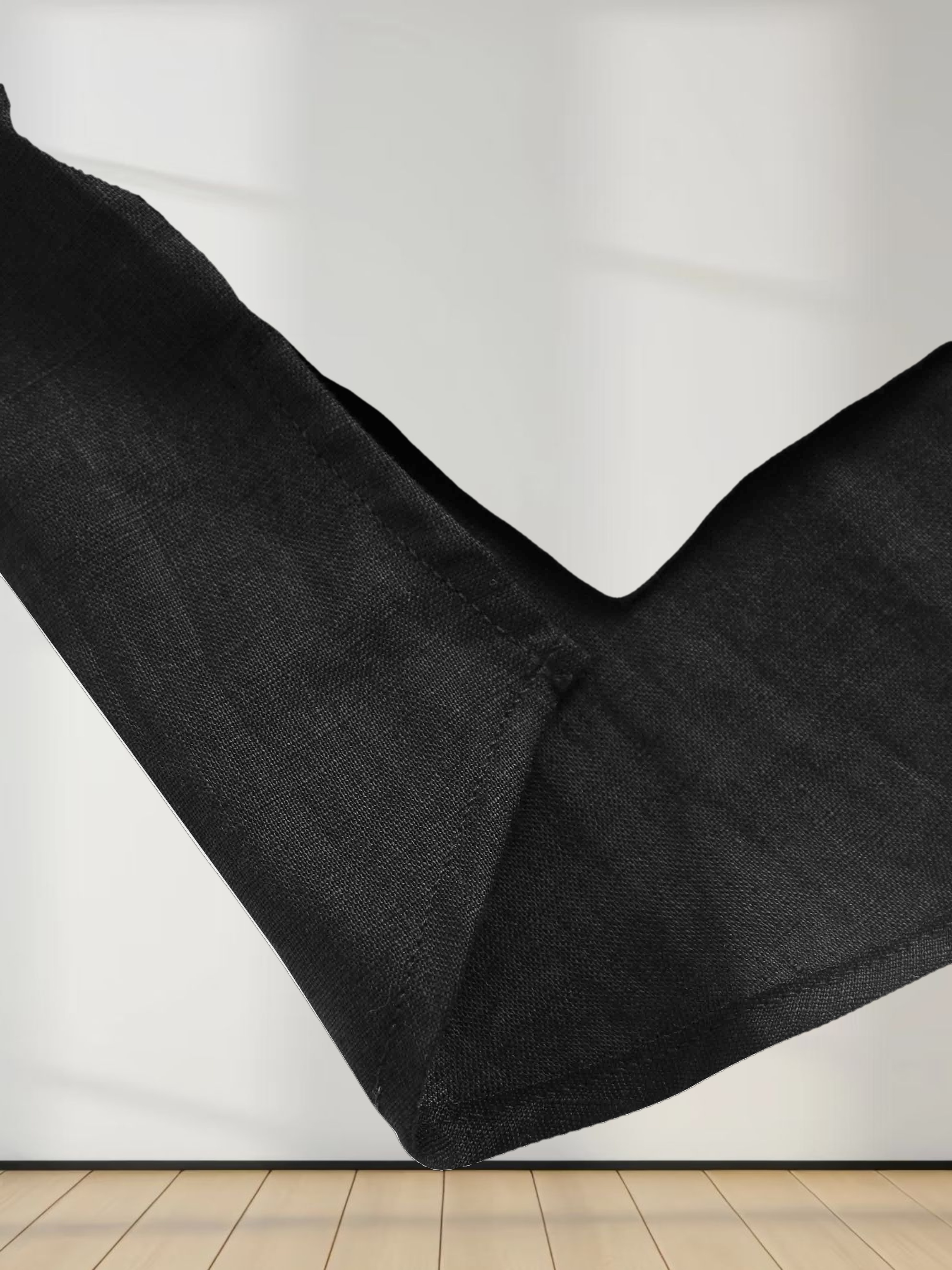 Drawstring Button Down Linen Top-Black