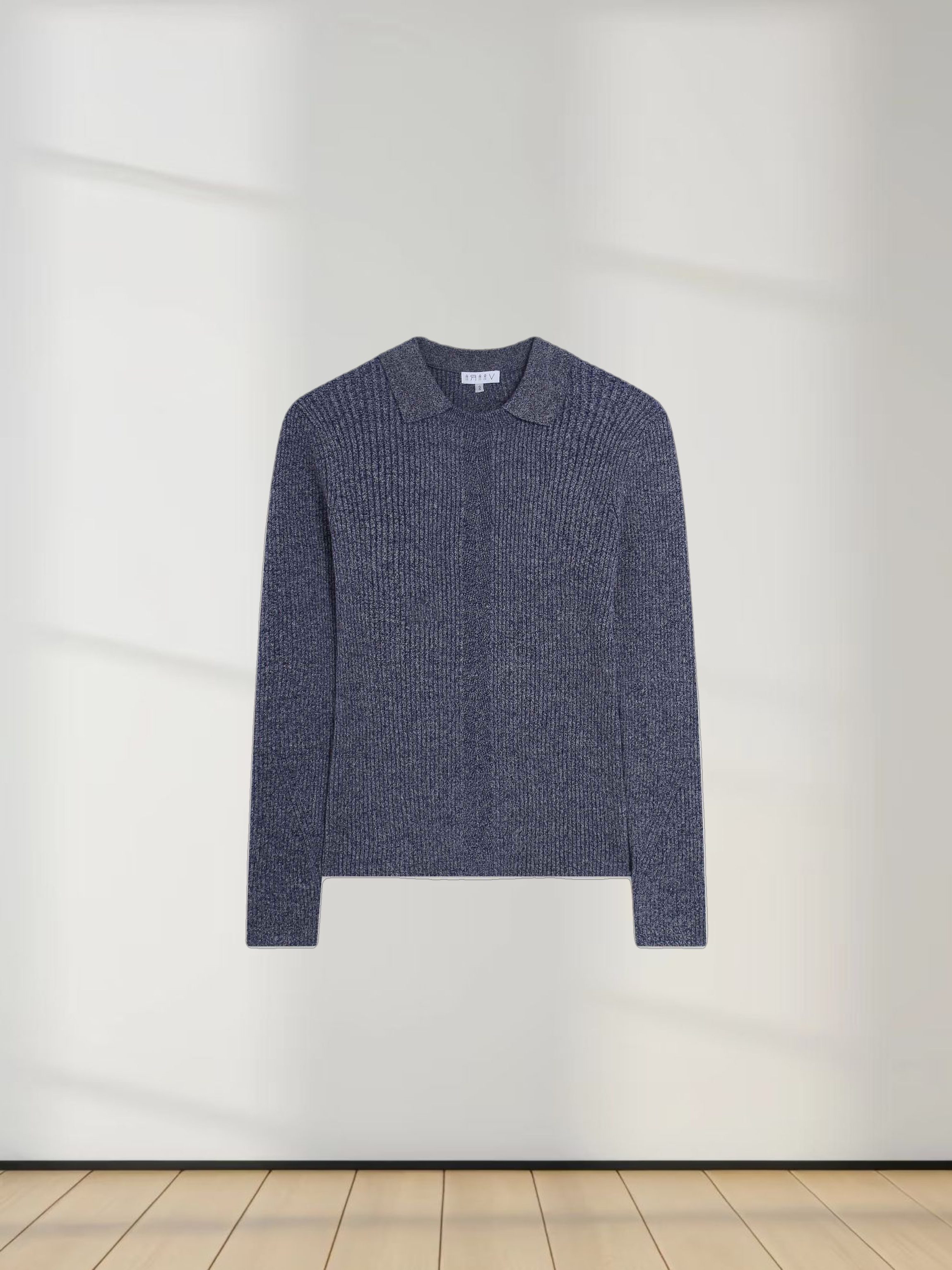 Center Design Sweater-Heathered Blue