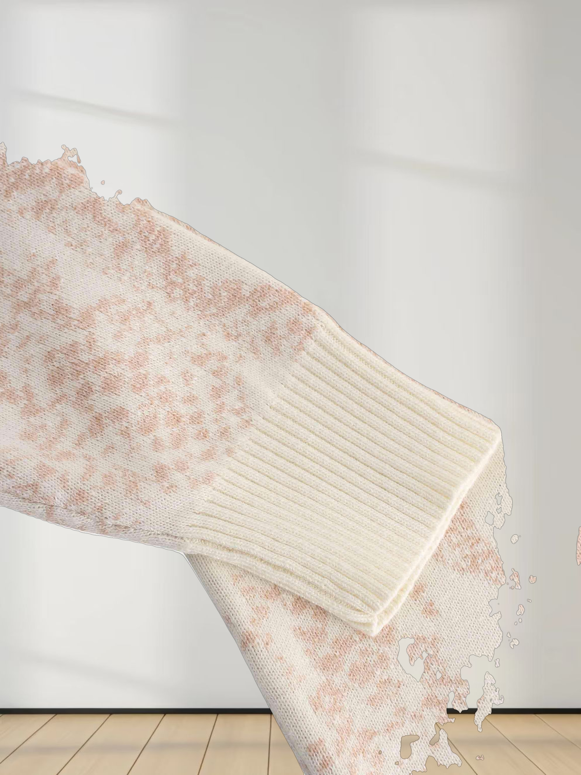 Reptile Print Sweater-Cream/Peach