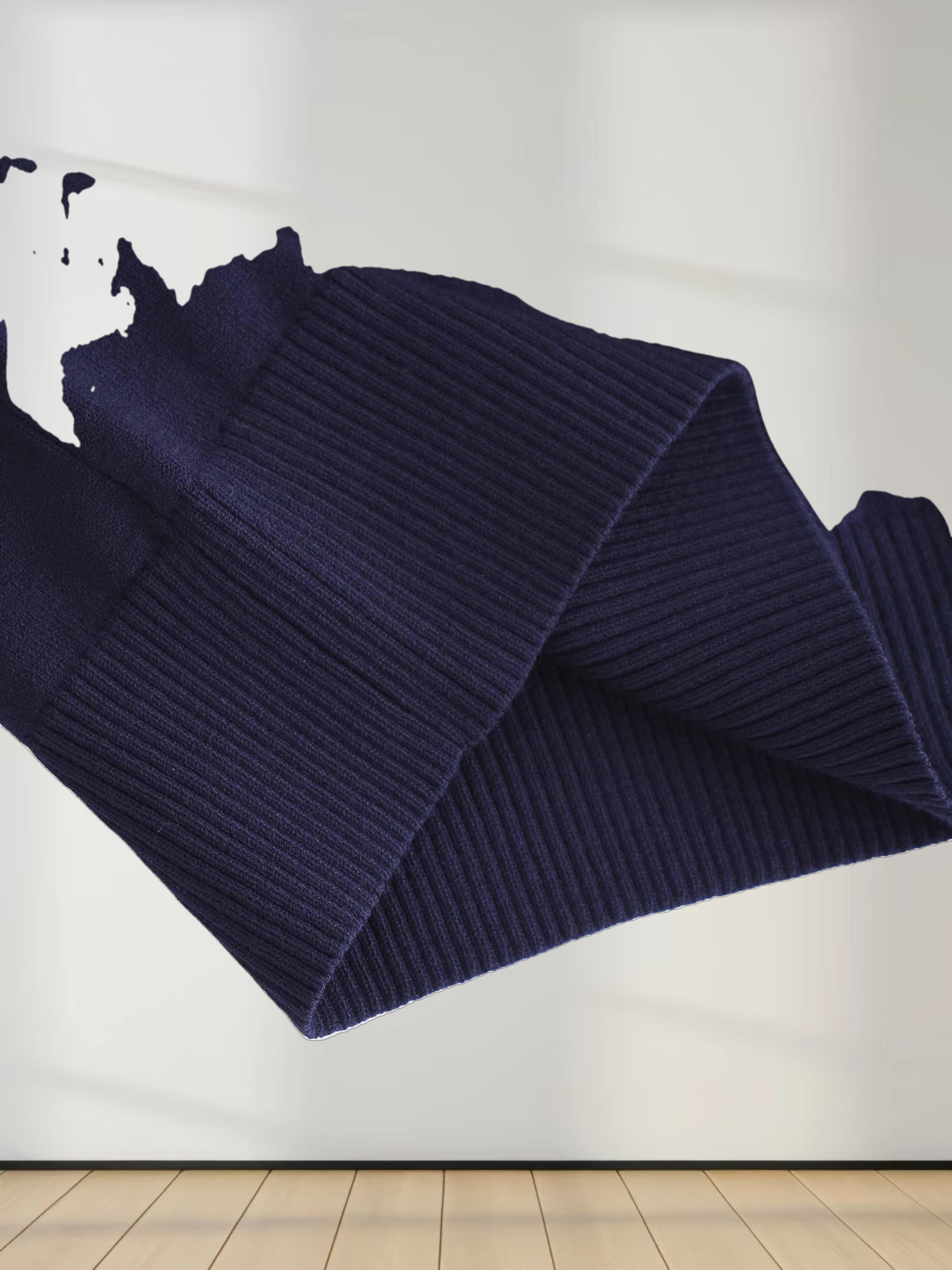 Beaded Turtleneck-Navy