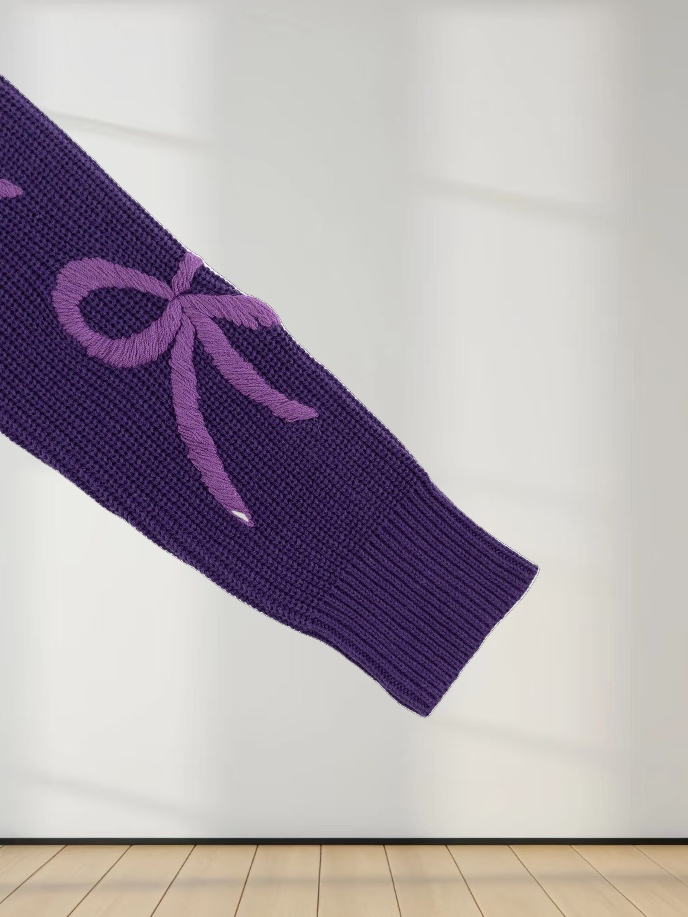 Bow Ribbon Sweater-Purple/Purple